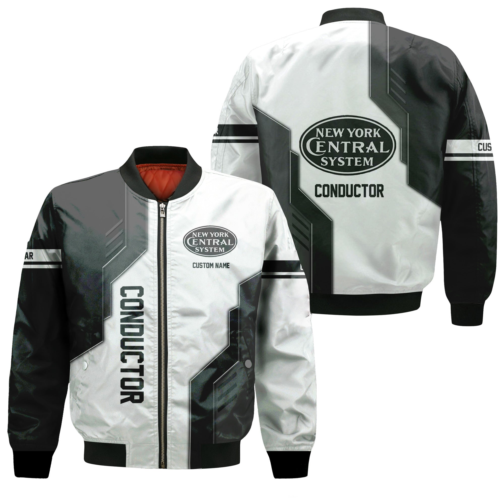 Railspirit Personalized New York Central Railroad Bomber Jacket Unique Railway Style with Custom Job Train Jacket