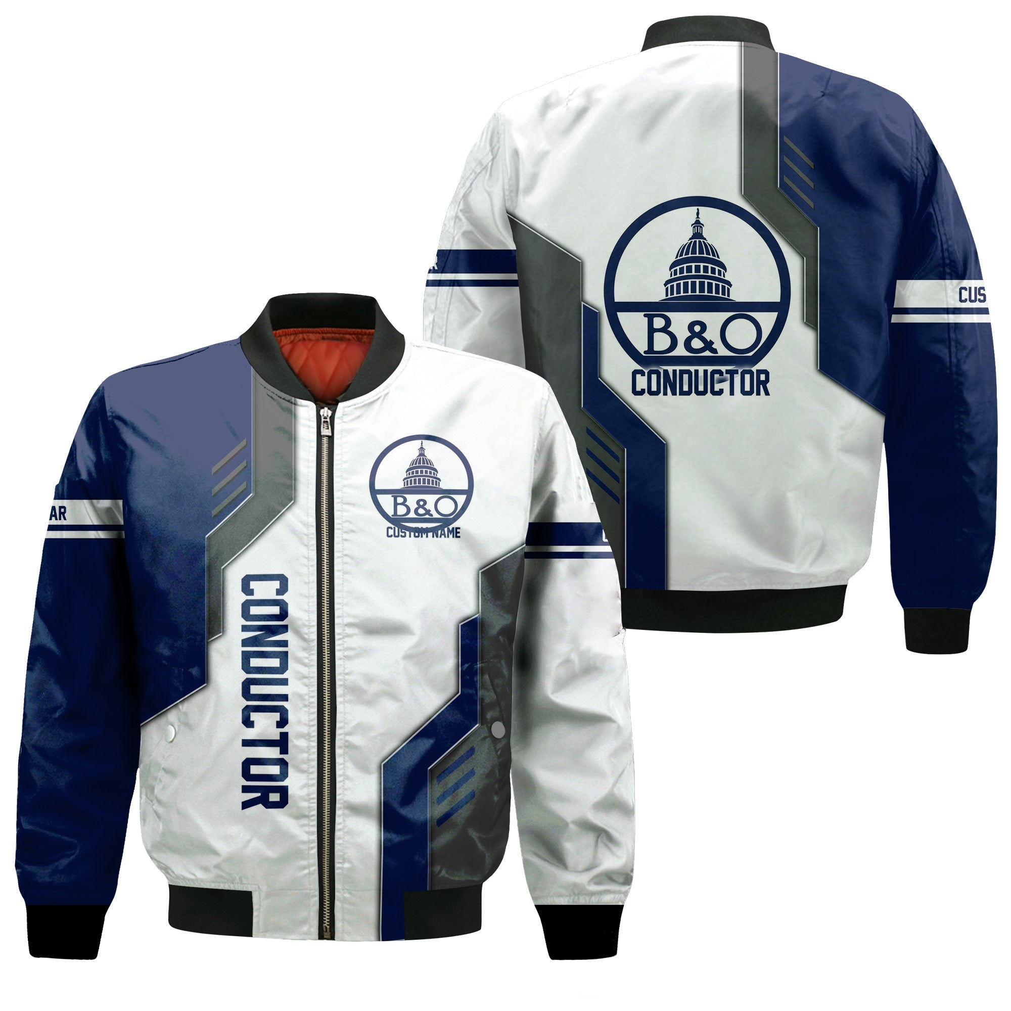 Railspirit Personalized Baltimore and Ohio Railroad Bomber Jacket Unique Railway Style with Custom Job B&O Train Jacket