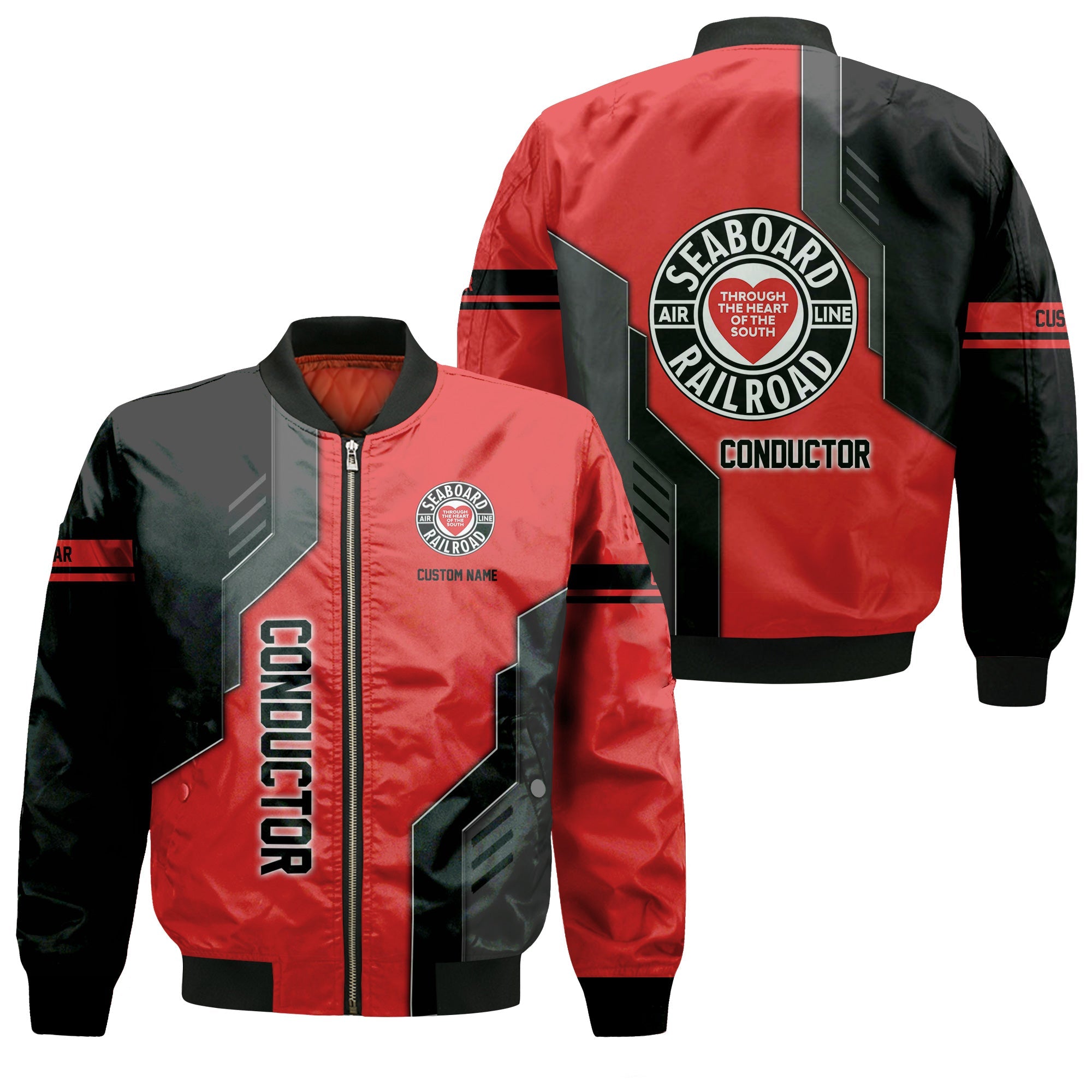 Railspirit Personalized Seaboard Air Line Railroad Bomber Jacket Unique Railway Style with Custom Job Train Jacket