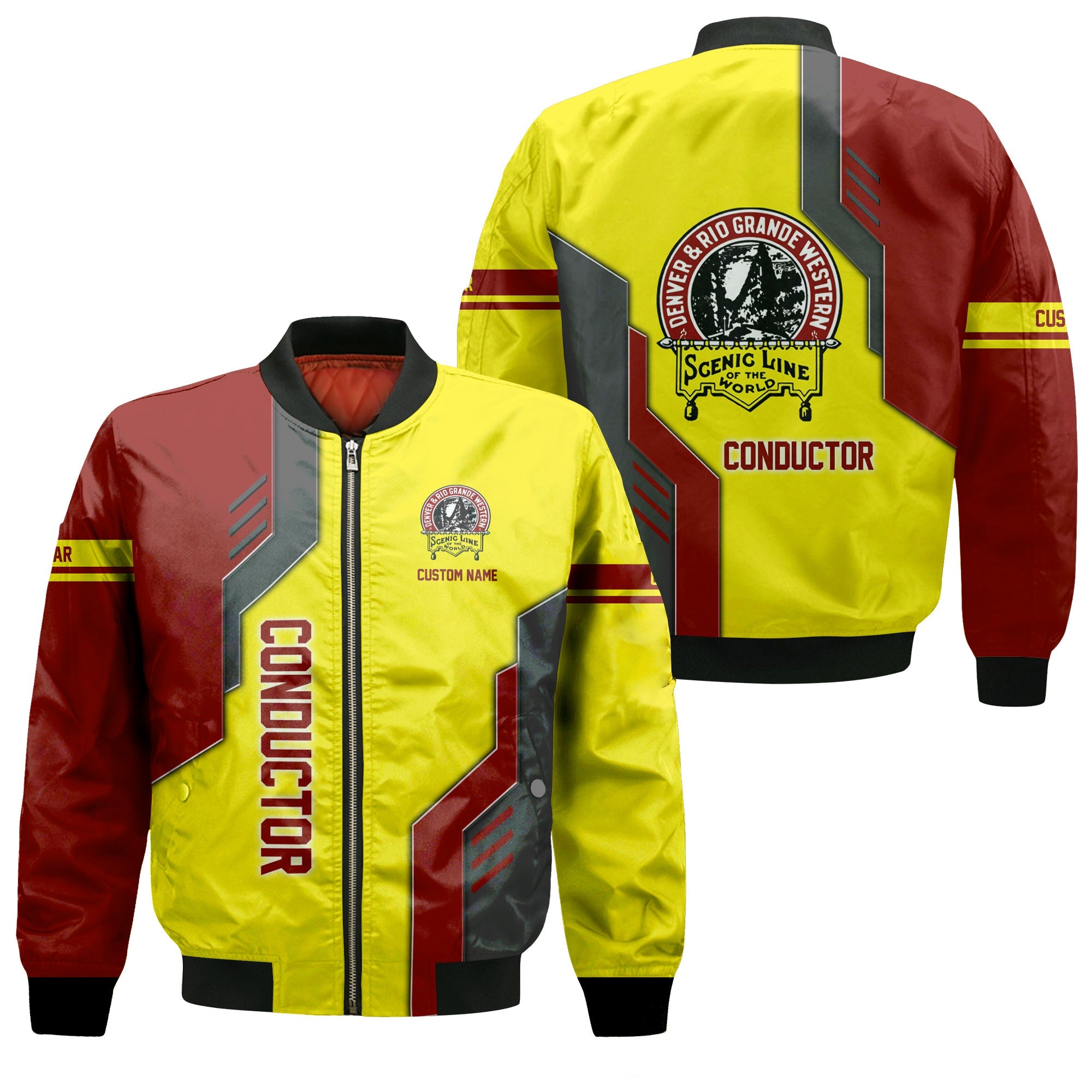 Railspirit Personalized Denver and Rio Grande Western Railroad Bomber Jacket Unique Railway Style with Custom Job Train Jacket