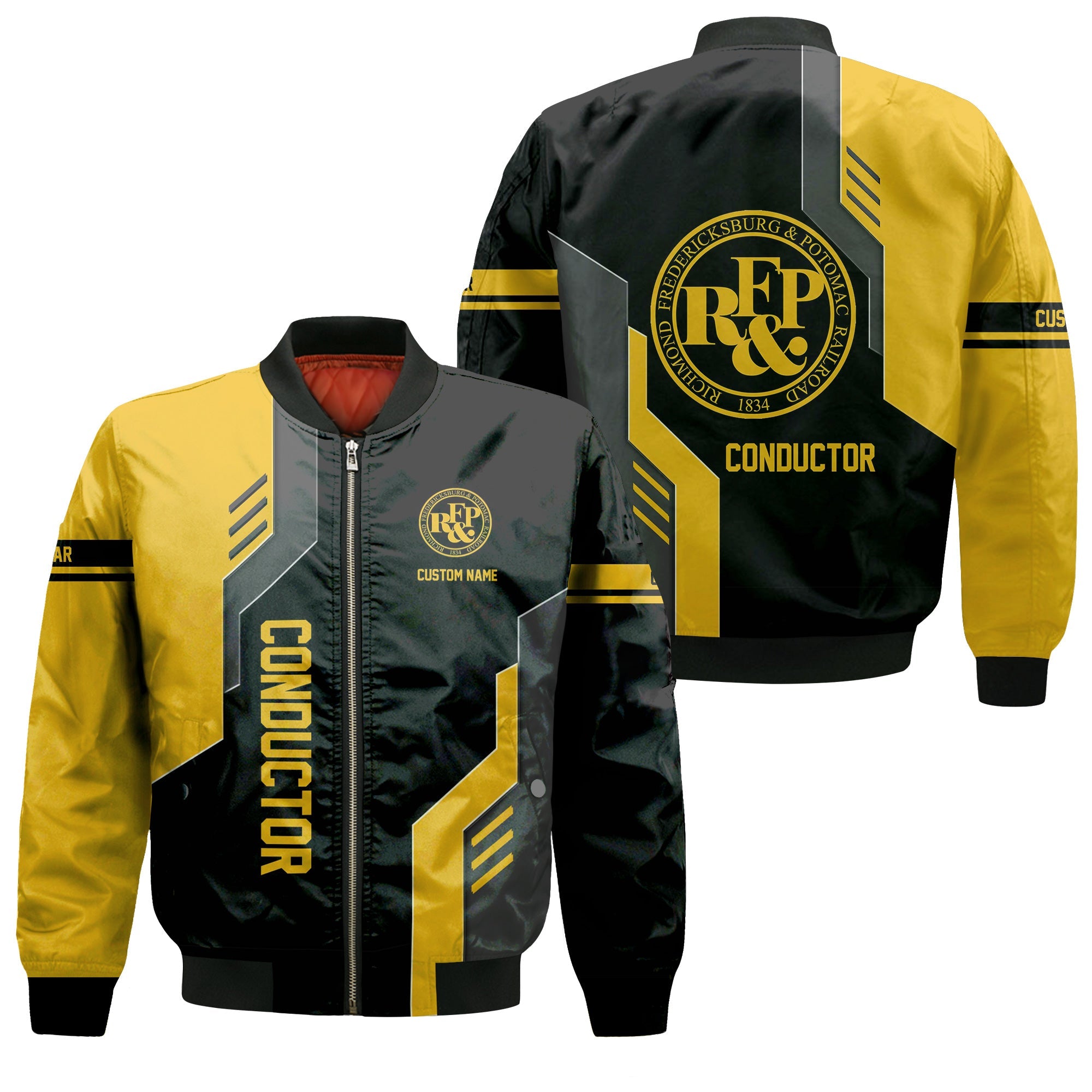 Railspirit Personalized Richmond, Fredericksburg And Potomac Railroad Bomber Jacket Unique Railway Style with Custom Job Train Jacket
