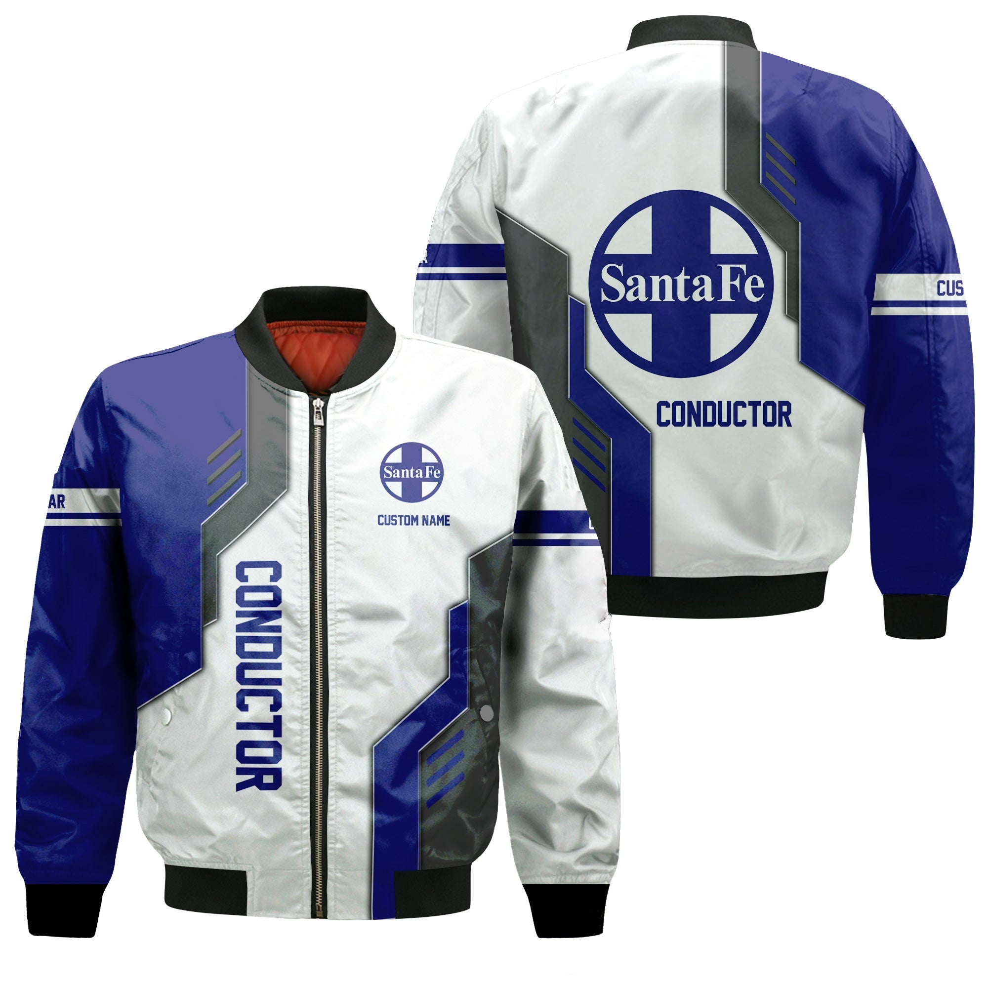 Railspirit Personalized Santa Fe ATSF Railway Bomber Jacket Unique Railway Style with Custom Job Atchison, Topeka and Santa Fe Train Jacket