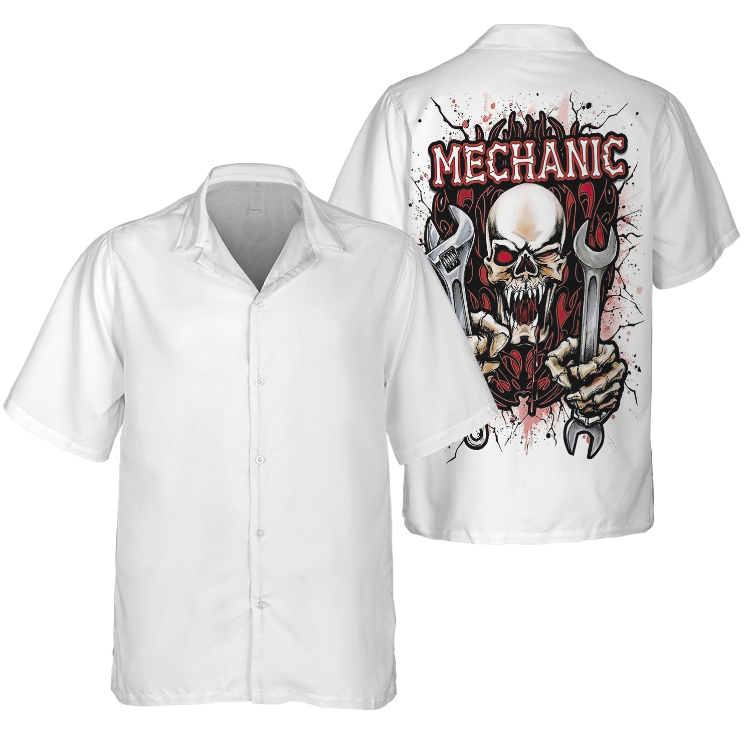 Mechanic Skull Hoodie Holding Wrenches Funny Auto Repair T Shirt For Men Car Mechanic Gift Garage Worker Biker Style