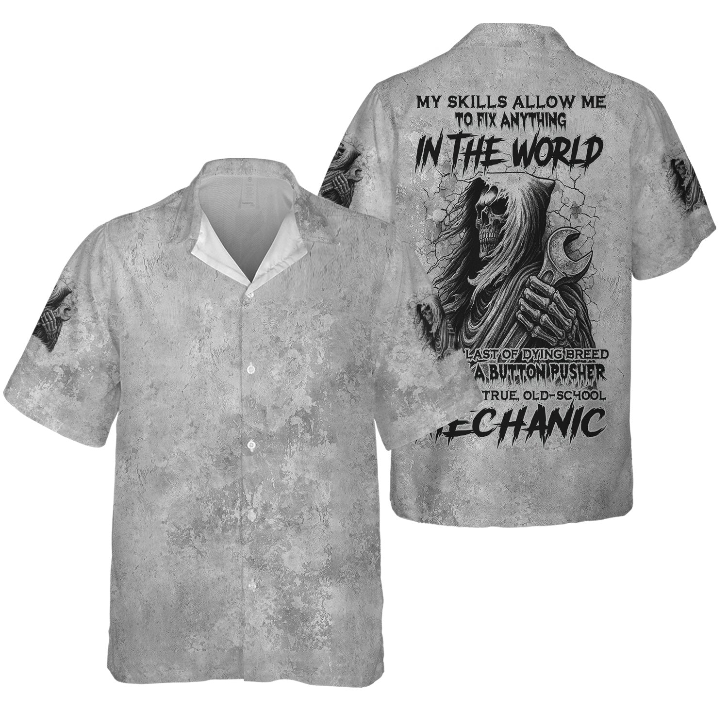 My Skills Allow Me to Fix Anything Mechanic Shirt, Grim Reaper Shirt, Old School Mechanic Gift, Skull Garage Tee for Men