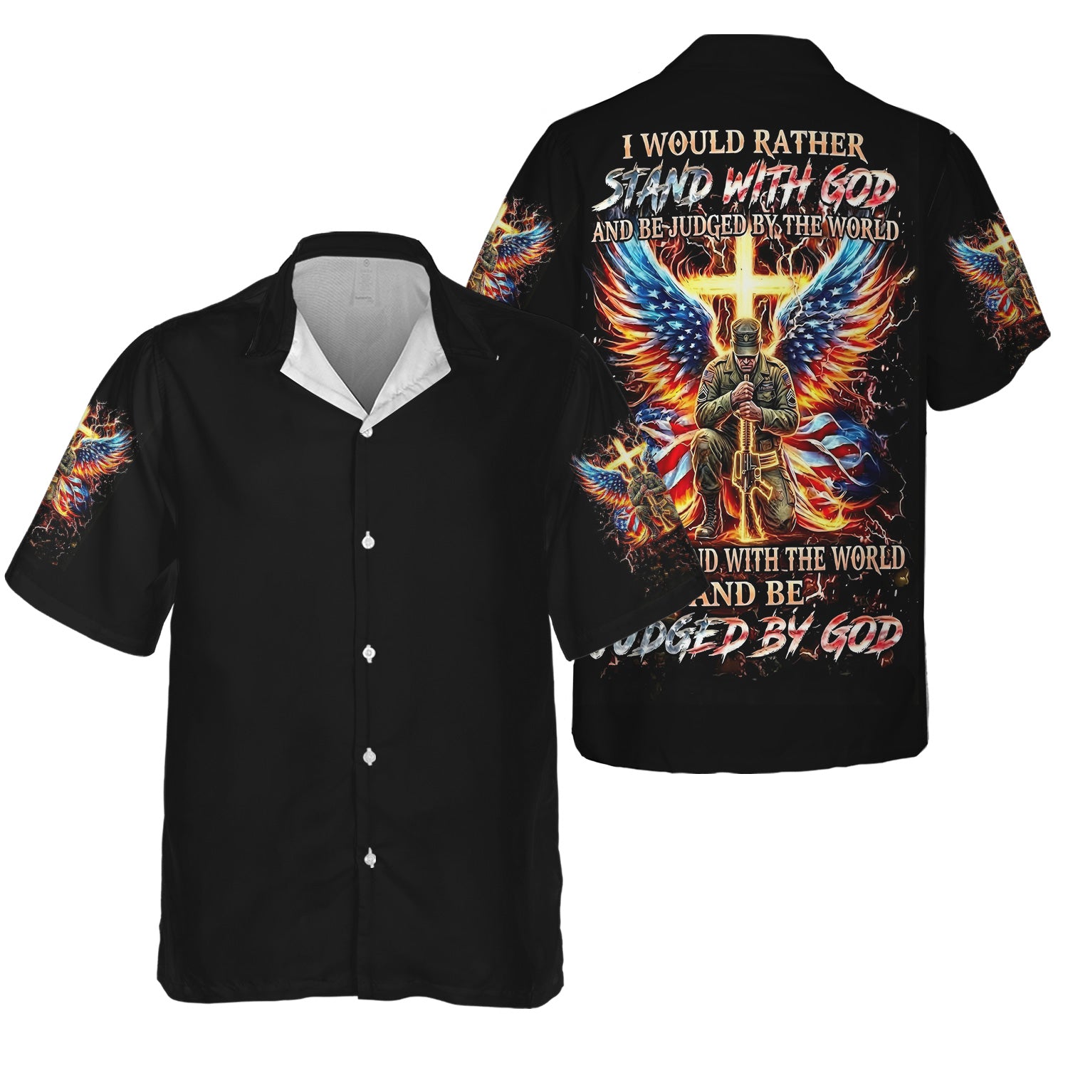 Christian Veteran Hoodie Stand With God Faith Cross Patriotic Soldier T Shirt For Men Military Veteran Gift USA Faith Apparel