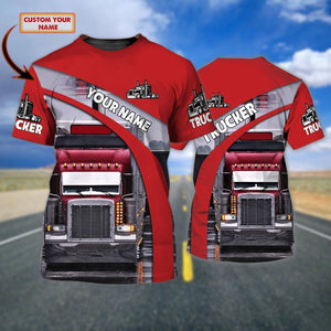 Customized Red Truck T Shirt, Gift For Trucker, Friend Trucker Day Present, Best Shirt For Men