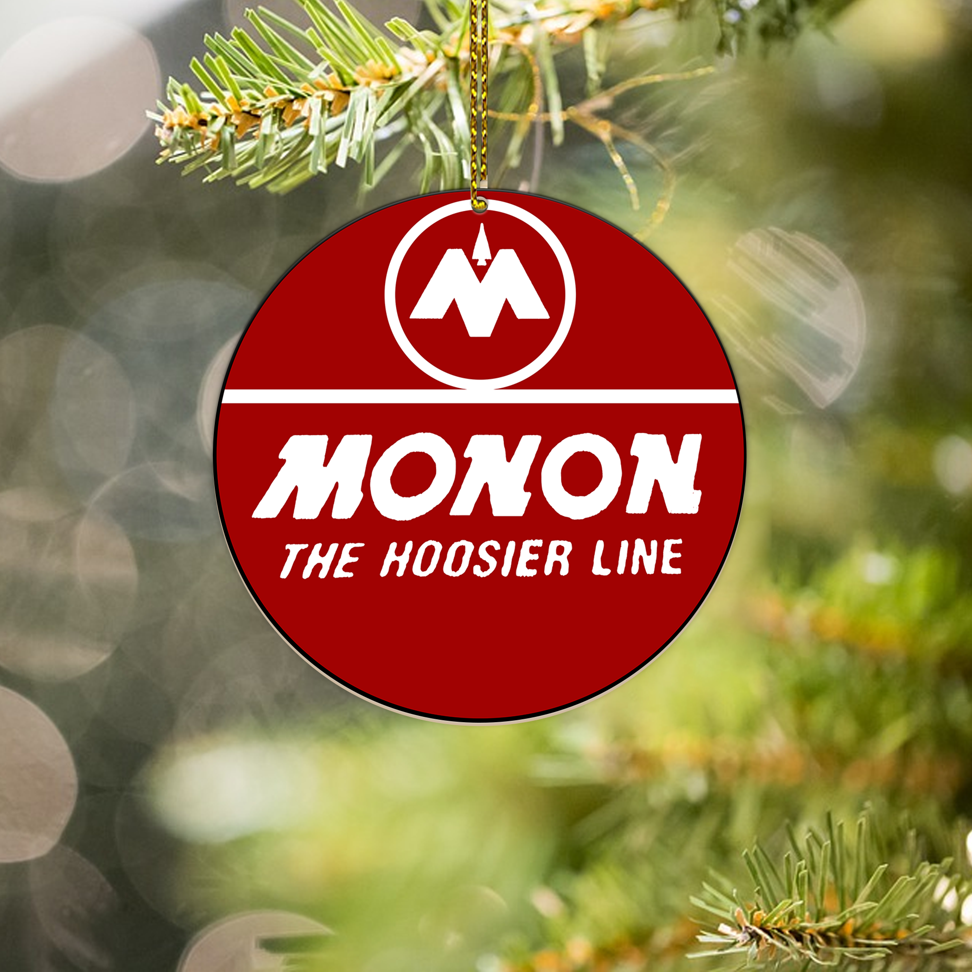 Monon Railroad Ornament, Classic Vintage Railway Logo Round Christmas Tree Decoration for Train Collectors