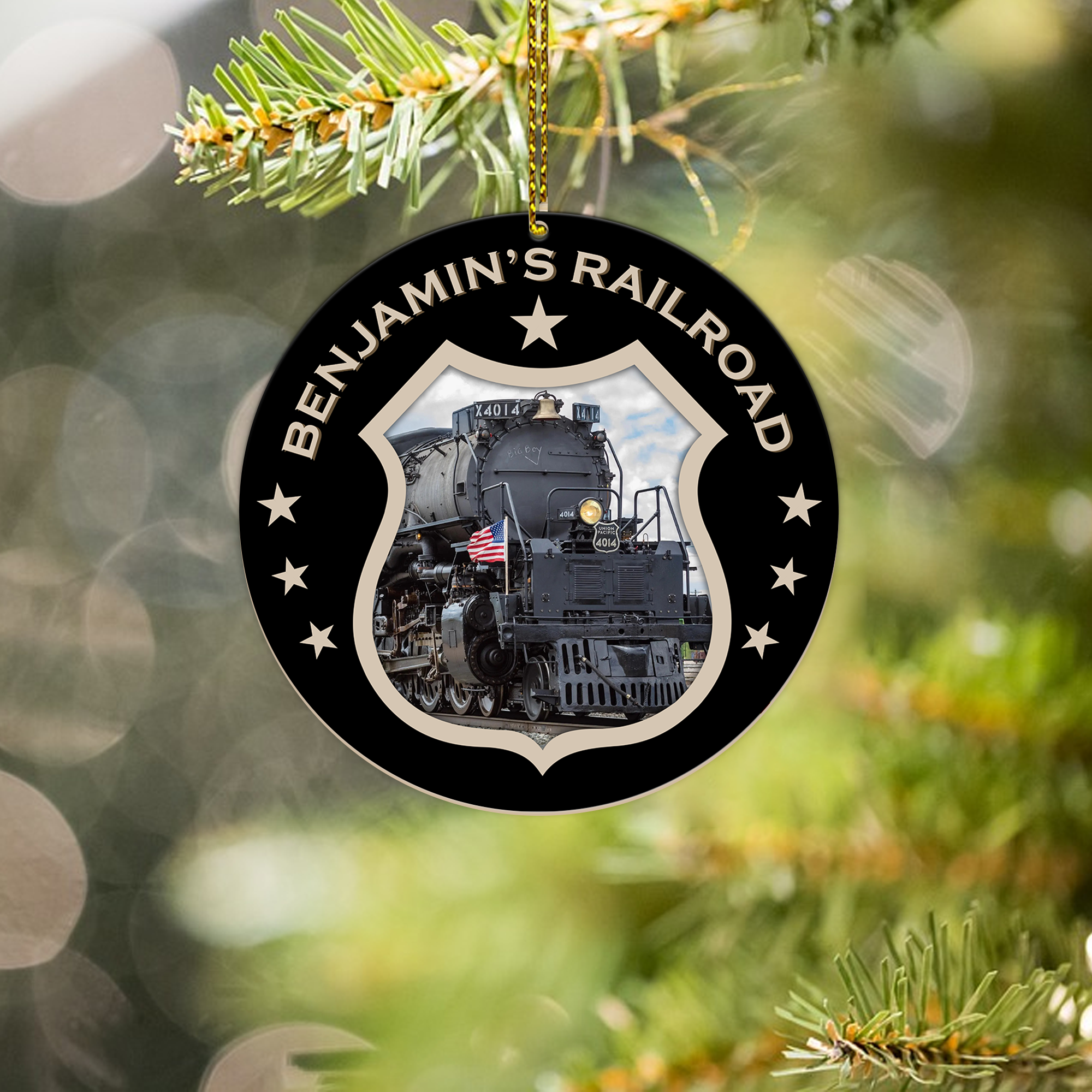 Personalized Train Ornament, Custom Railroad Logo Christmas Decoration Gift for Railway Lovers and Families