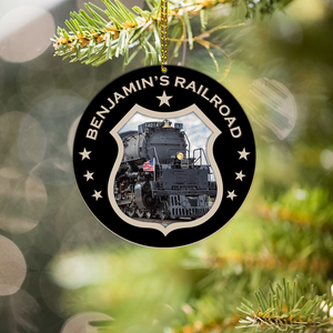 Personalized Train Ornament, Custom Railroad Logo Christmas Decoration Gift for Railway Lovers and Families