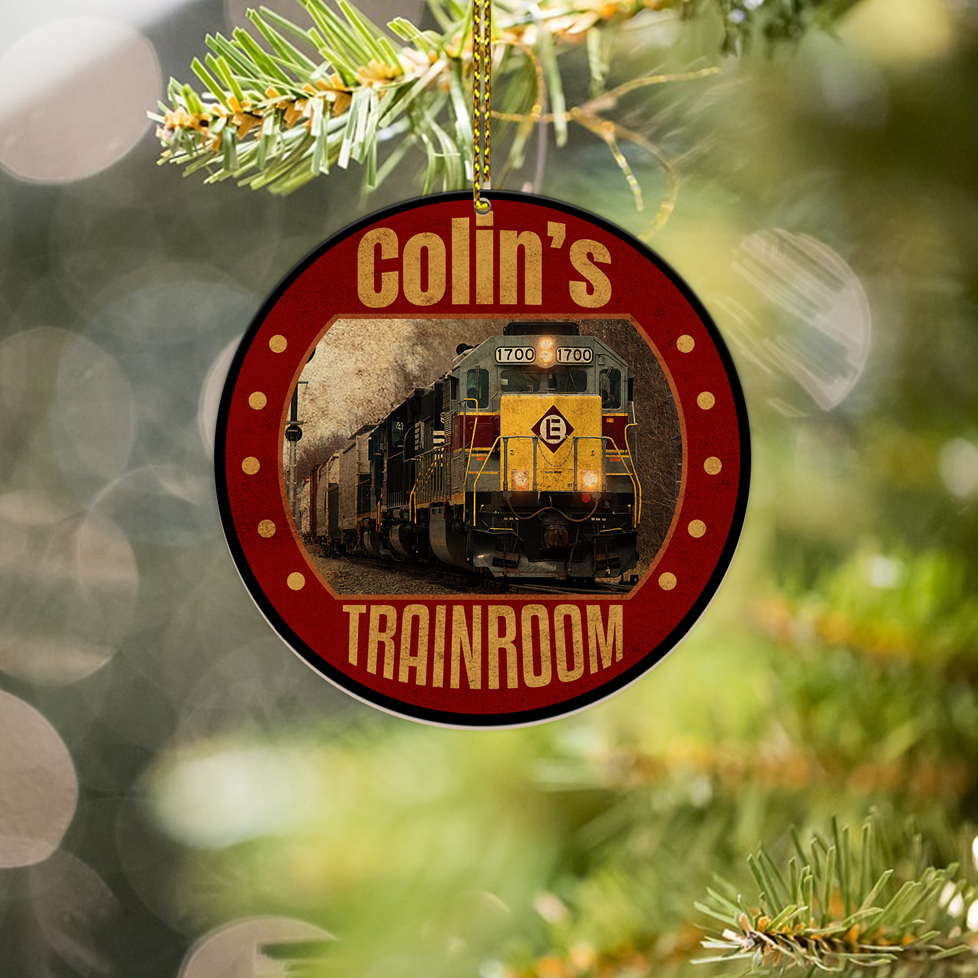 Erie Lackawanna Railroad Ornament, Personalized Vintage Train Logo Round Christmas Decoration, Railway Gift for Collectors