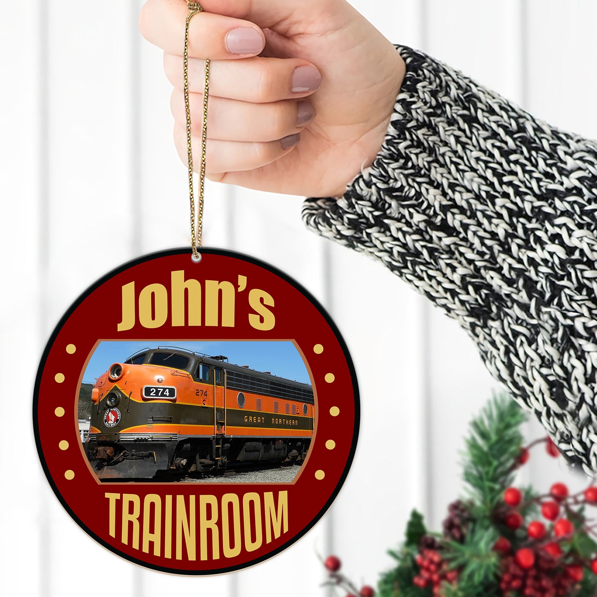 Great Northern Railway Ornament, Personalized Vintage Train Logo Christmas Decoration, Retro Railway Gift for Fans