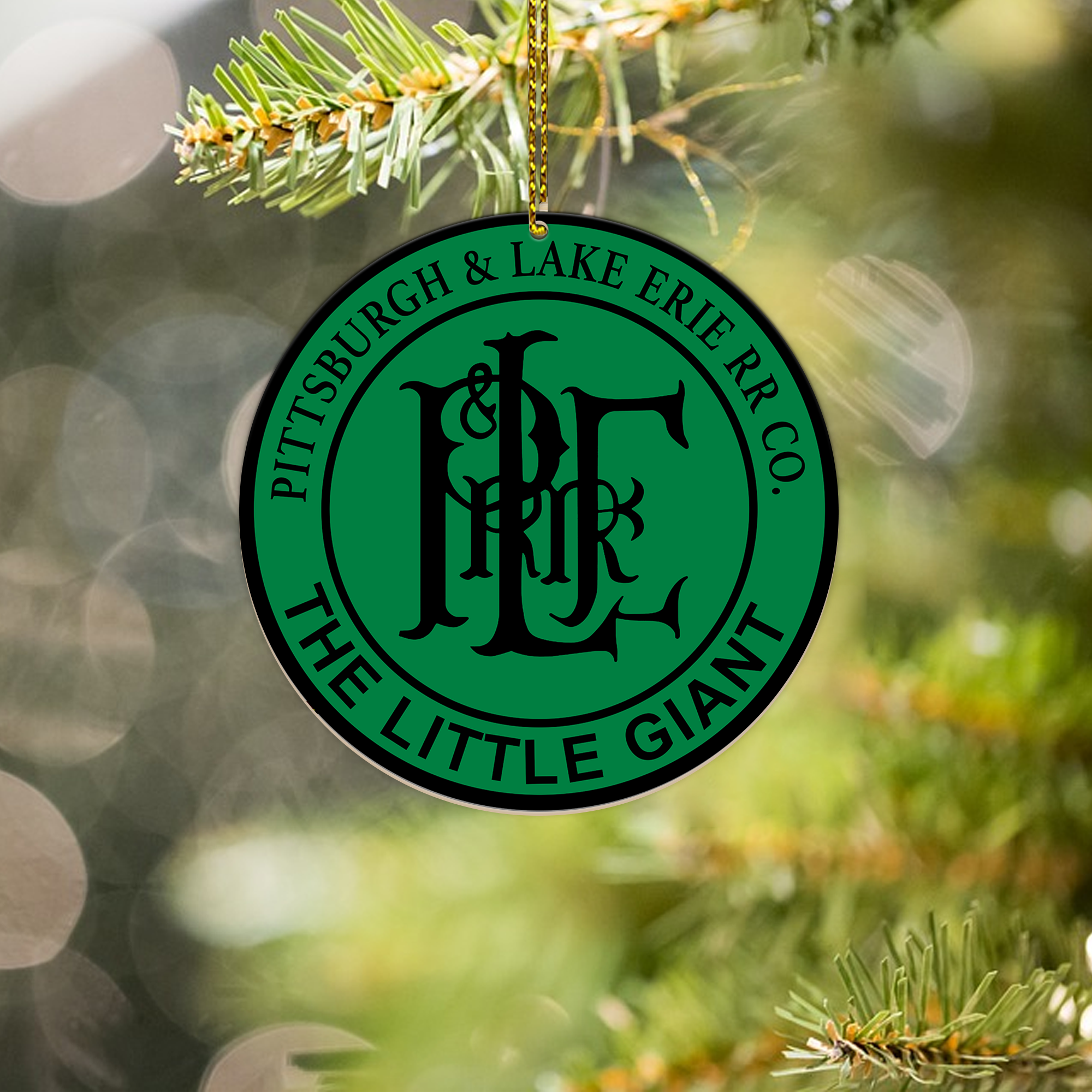 Pittsburgh and Lake Erie Railroad Ornament, Vintage Train Logo Round Christmas Decoration for Collectors and Fans