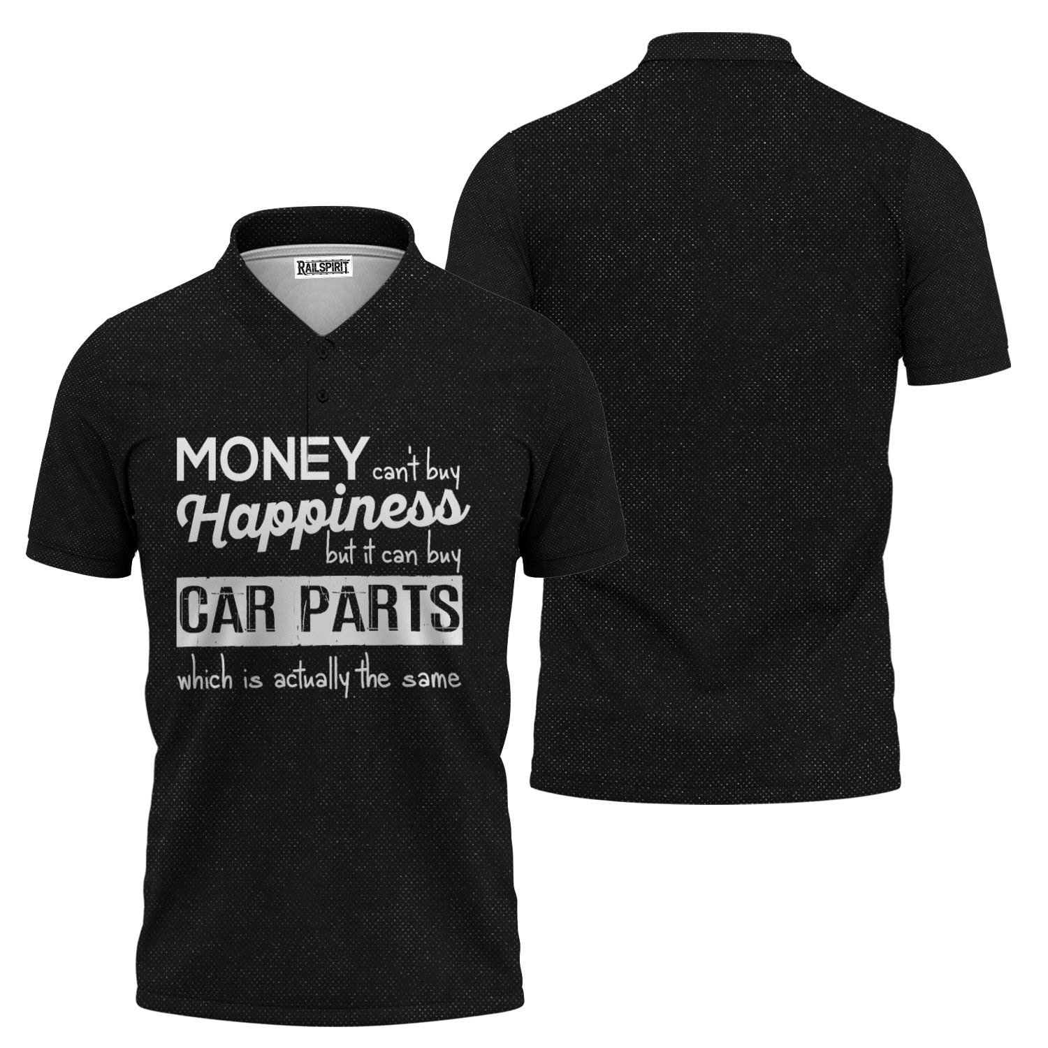 Money Can’t Buy Happiness Car Parts T-Shirt, Funny Mechanic Quote Polo, Gift for Car Lovers & Auto Enthusiasts