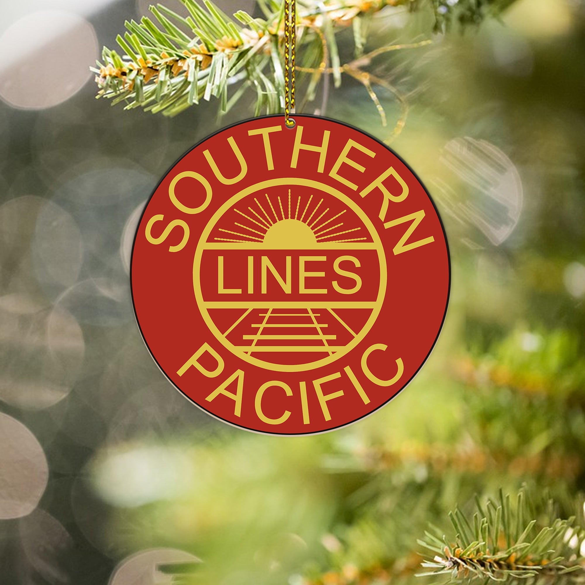 Southern Railway Ornament, Vintage Train Logo Round Christmas Tree Decoration, Retro Railway Gift for Collectors