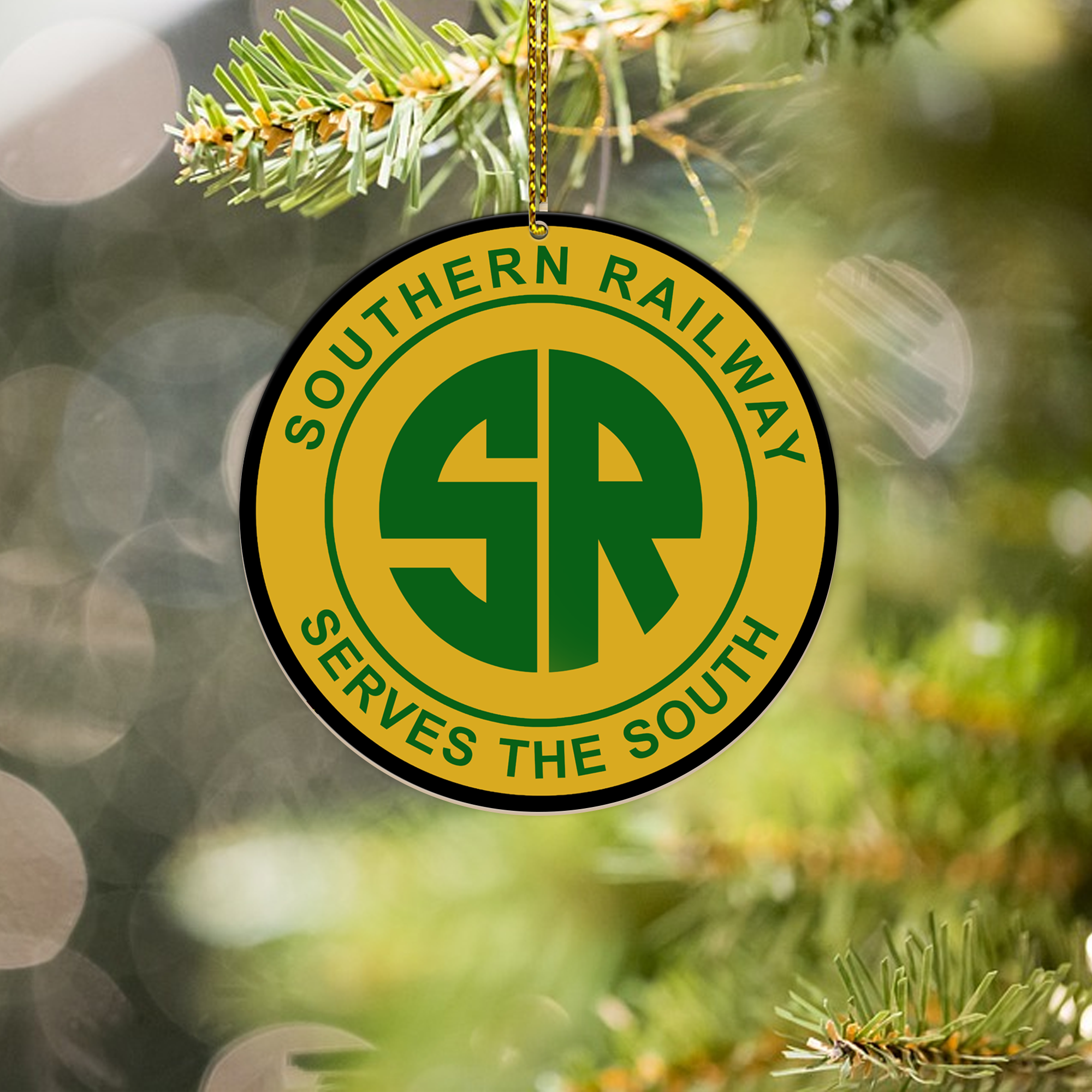 Southern Railway Ornament, Vintage Train Logo Round Christmas Decoration, Perfect Railway Family Gift