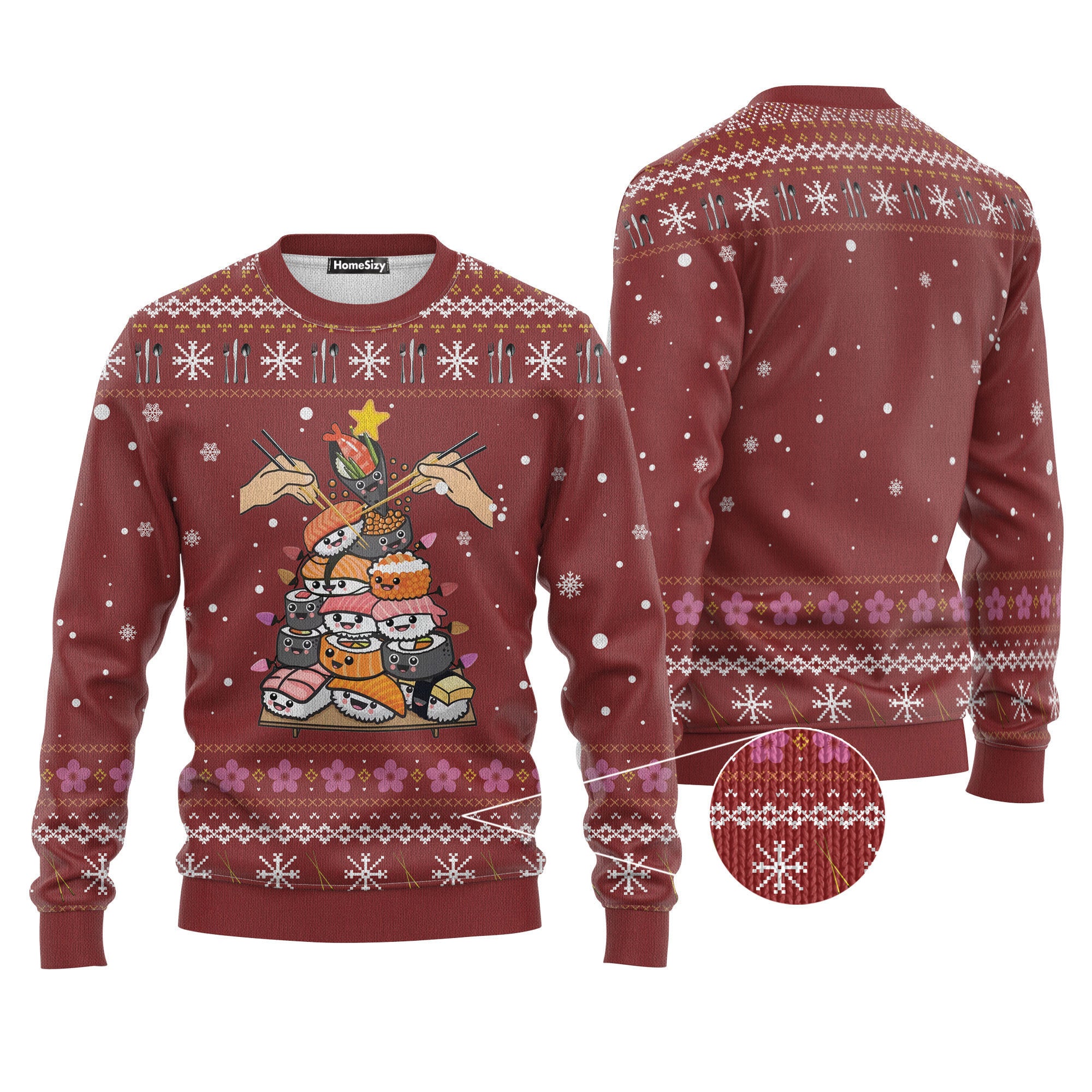 Sushi Christmas Ugly Sweater, Ugly Christmas Sweater, Funny Xmas Sweaters, Ugly Christmas Sweater