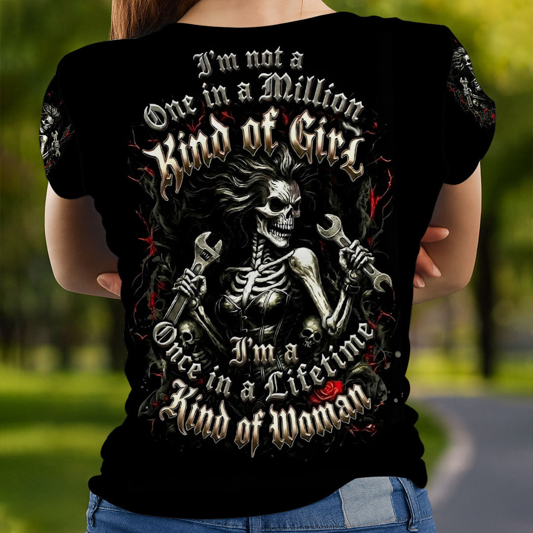 Mechanic Skull Hoodie One of a Kind of Woman, Funny Badass Mechanic T Shirt, Gift for Female Mechanic Wife Girlfriend