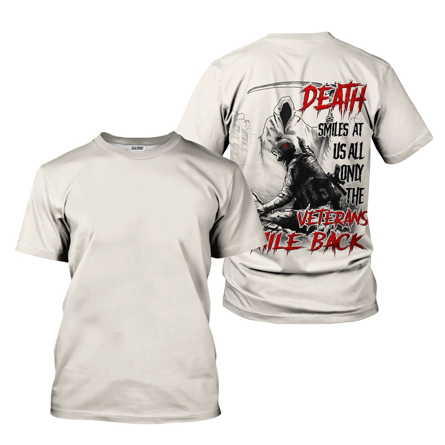 Veteran Shirt, Death Smiles at Us All Only the Veterans Smile Back, Soldier Grim Reaper Design, Military Pride Hoodie Zip for Men