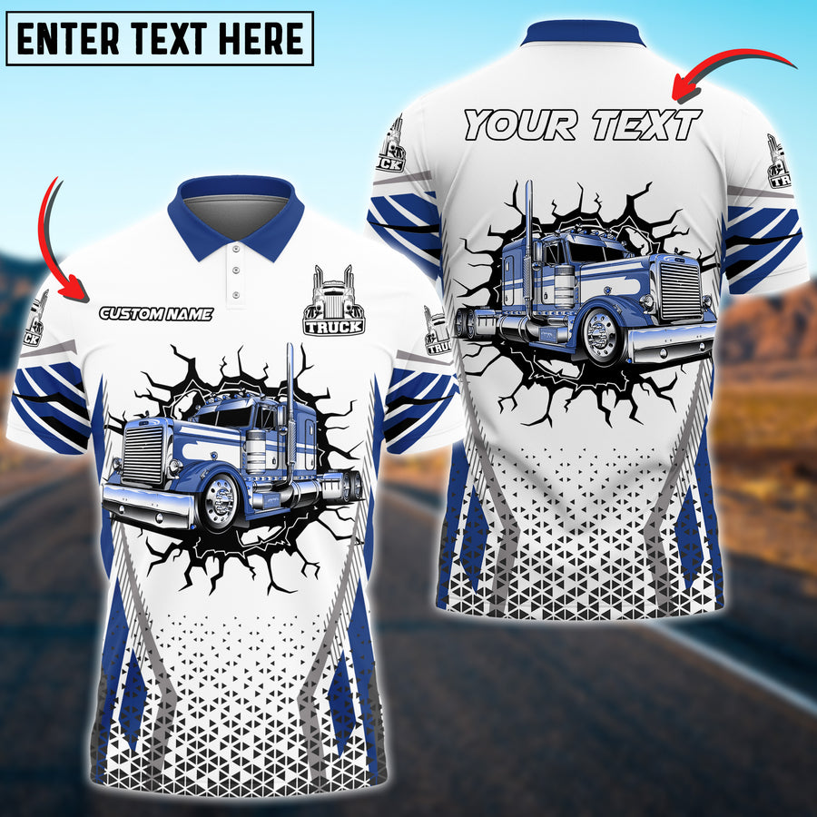 Personalized Name Truck Crack Multicolor Polo Shirt, Gift For Truck Driver, Best Gift For Men 