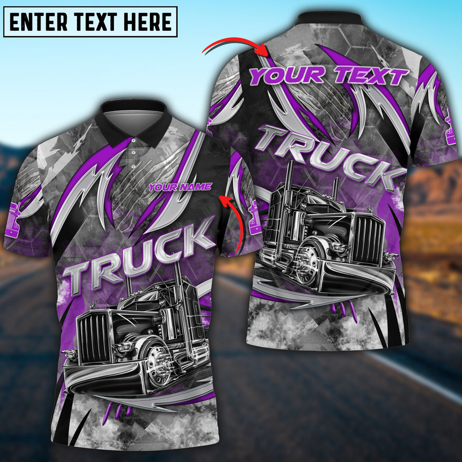 Personalized Name 3D Polo Shirt, Truck Smoky Multicolor Pattern, Gift For Truck Driver 