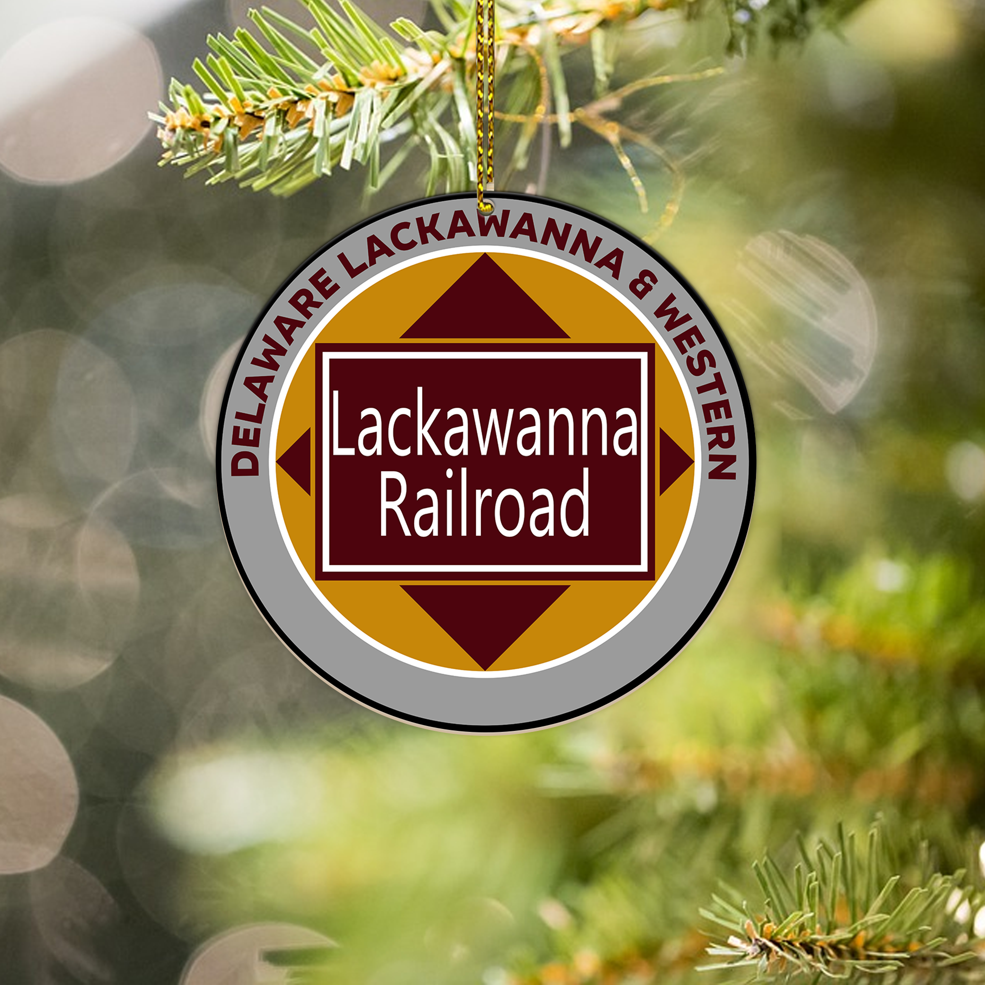 Delaware Lackawanna Western Railroad Ornament, Vintage Train Logo Christmas Decoration, Retro Railway Gift Idea