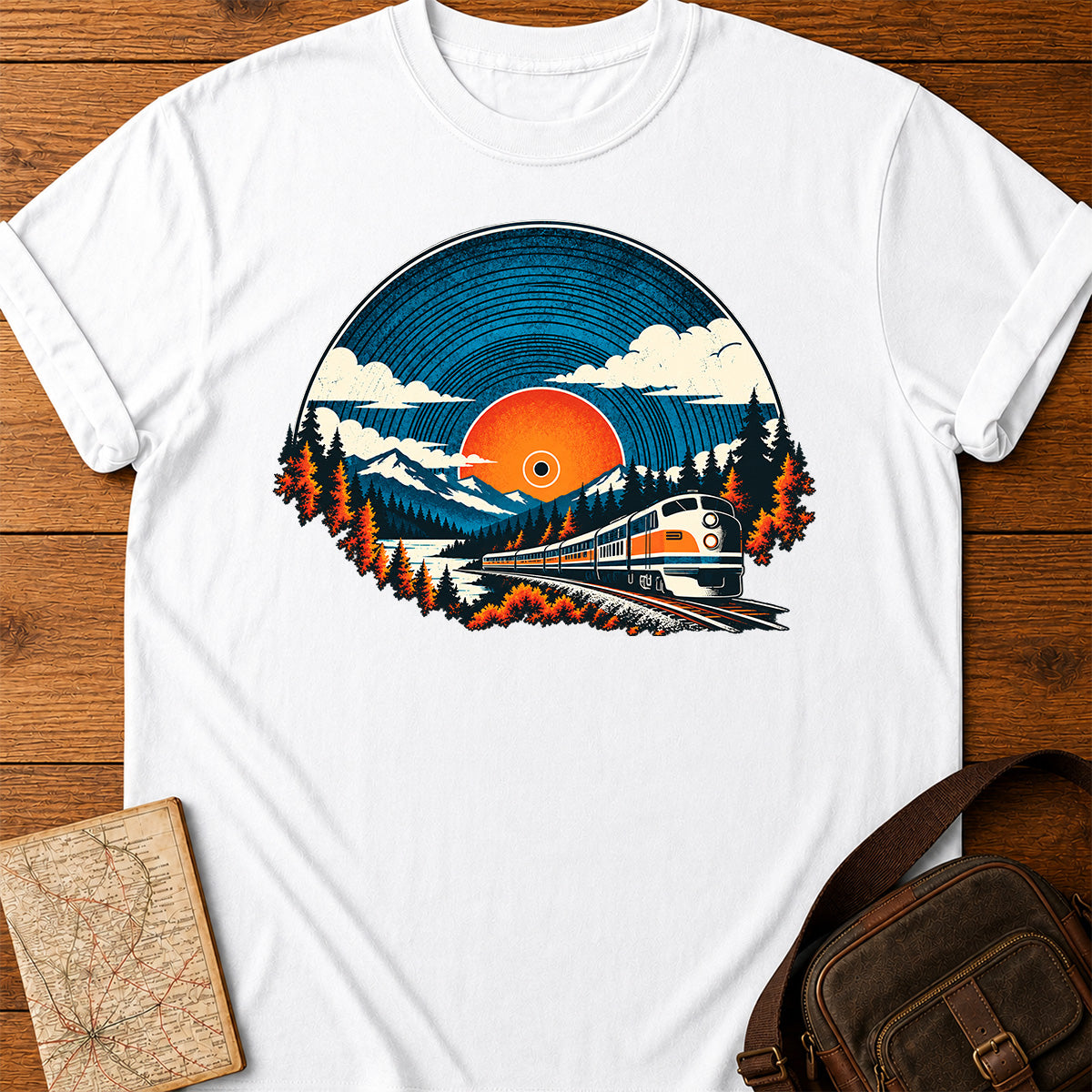 Vinyl Record Train T-shirt