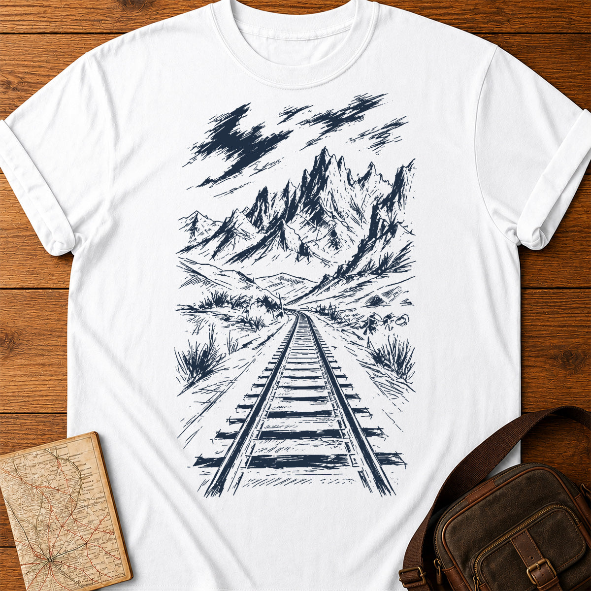 Mountain Railway Sketch T-Shirt