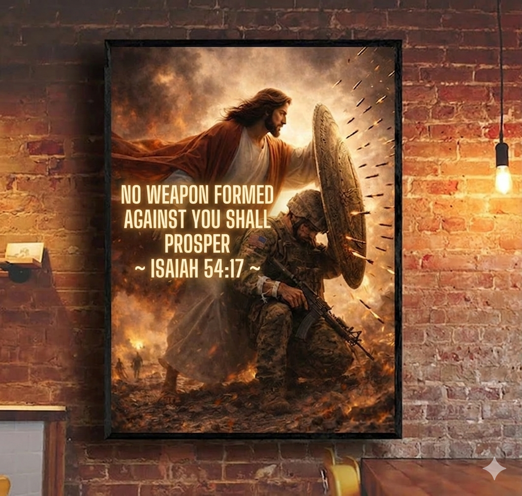 Jesus Protect Soldiers Canvas No Weapon Formed Against You Shall Prosper Canvas Wall Art