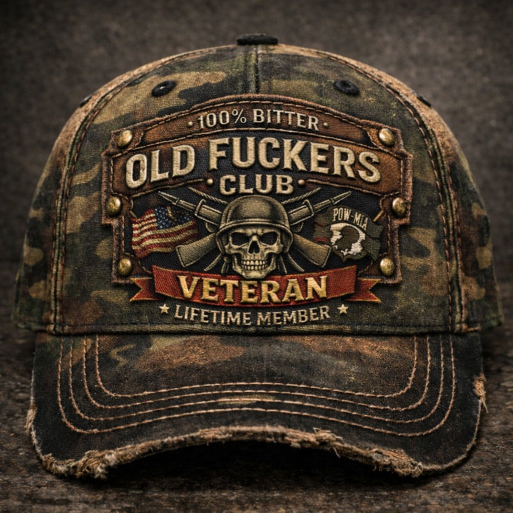 Old Fuckers Club Veteran Lifetime Member Classic Cap, US Veteran Vintage Printed Hat