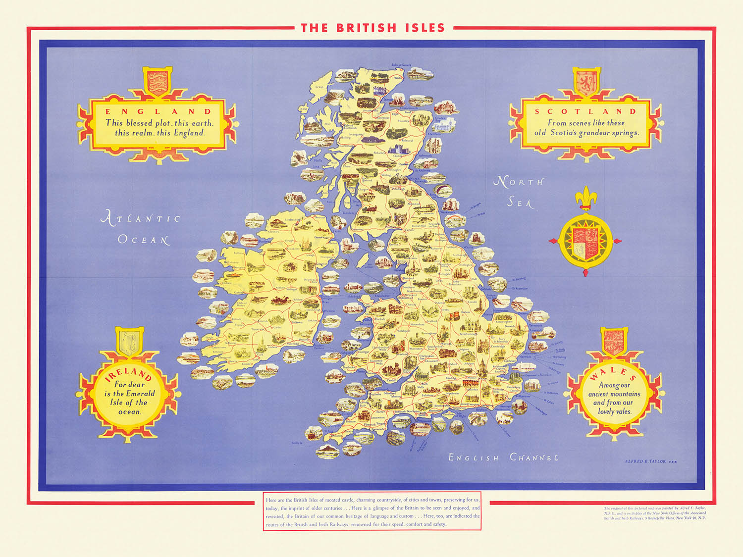 Old Railway Map of the British Isles by Taylor, 1949