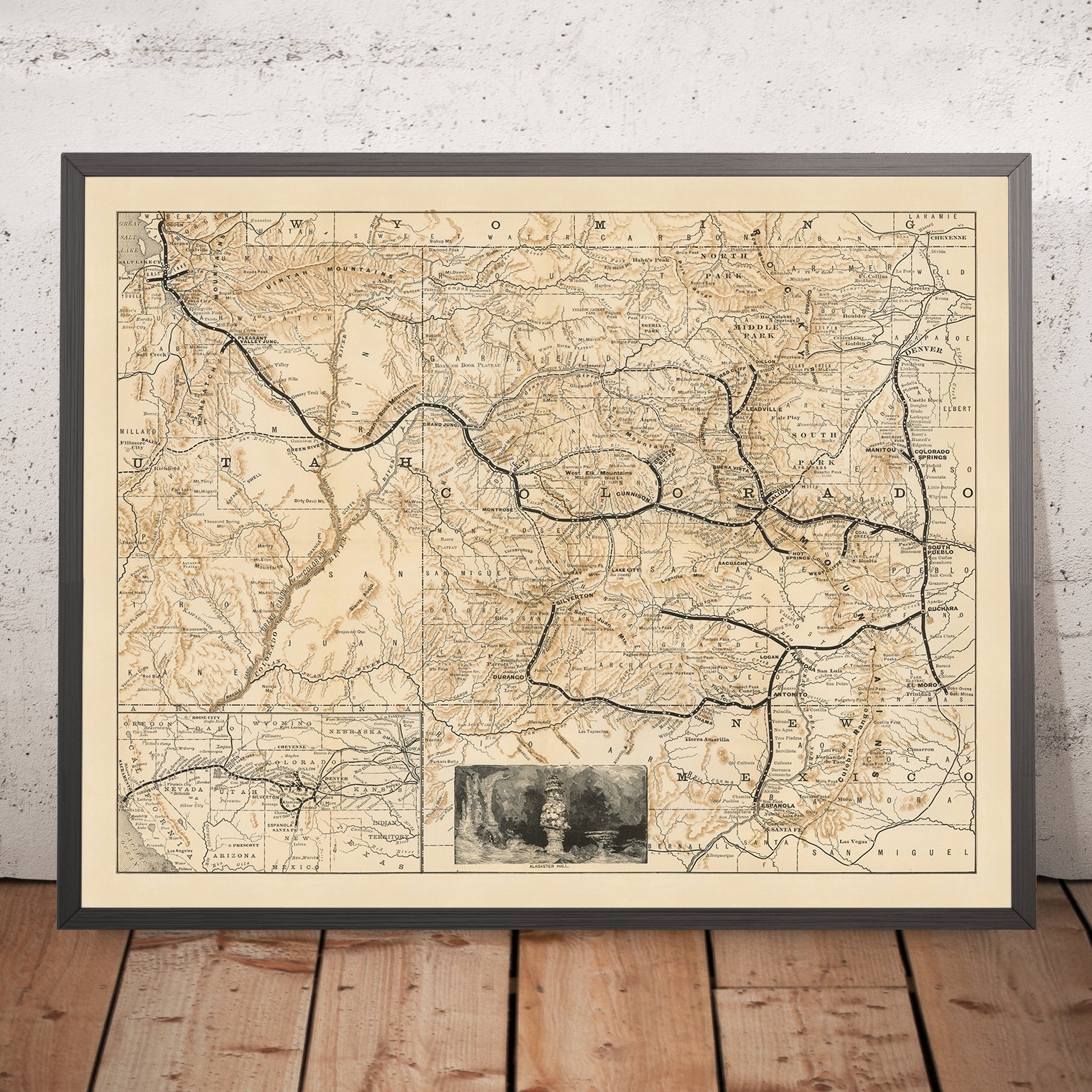 Old Railroad Map of Denver & Rio Grande Railroad System, 1882: Denver, Pueblo, Leadville, San Miguel County, Utah