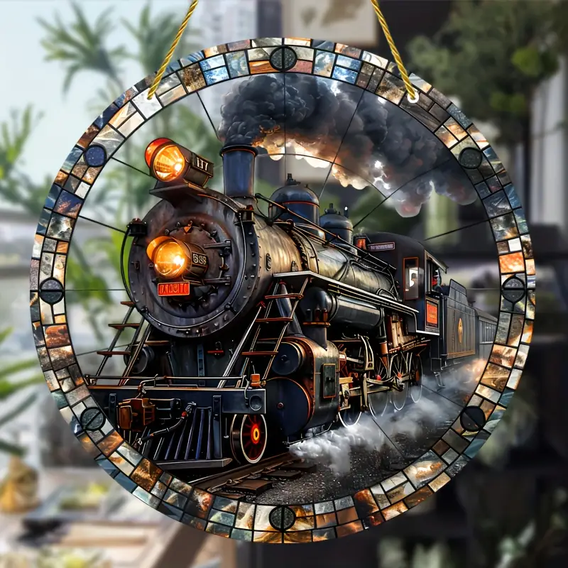 Railspirit Vintage Steam Train Suncatcher Nostalgic Locomotive Theme Home Decoration