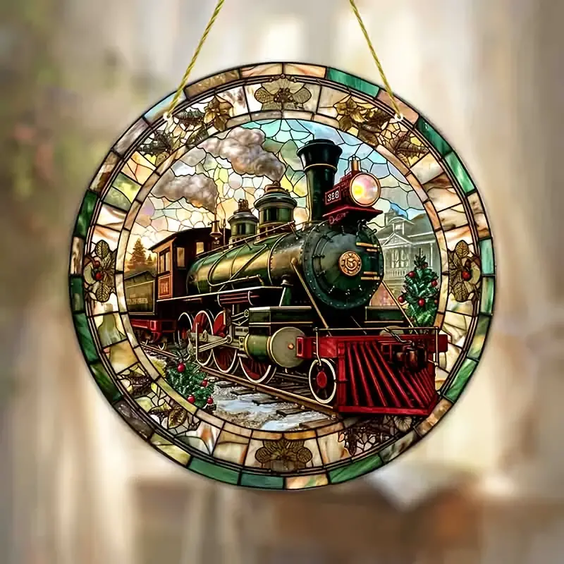Railspirit Gift For Train Fan Suncatcher Stained Glass Window Hanging