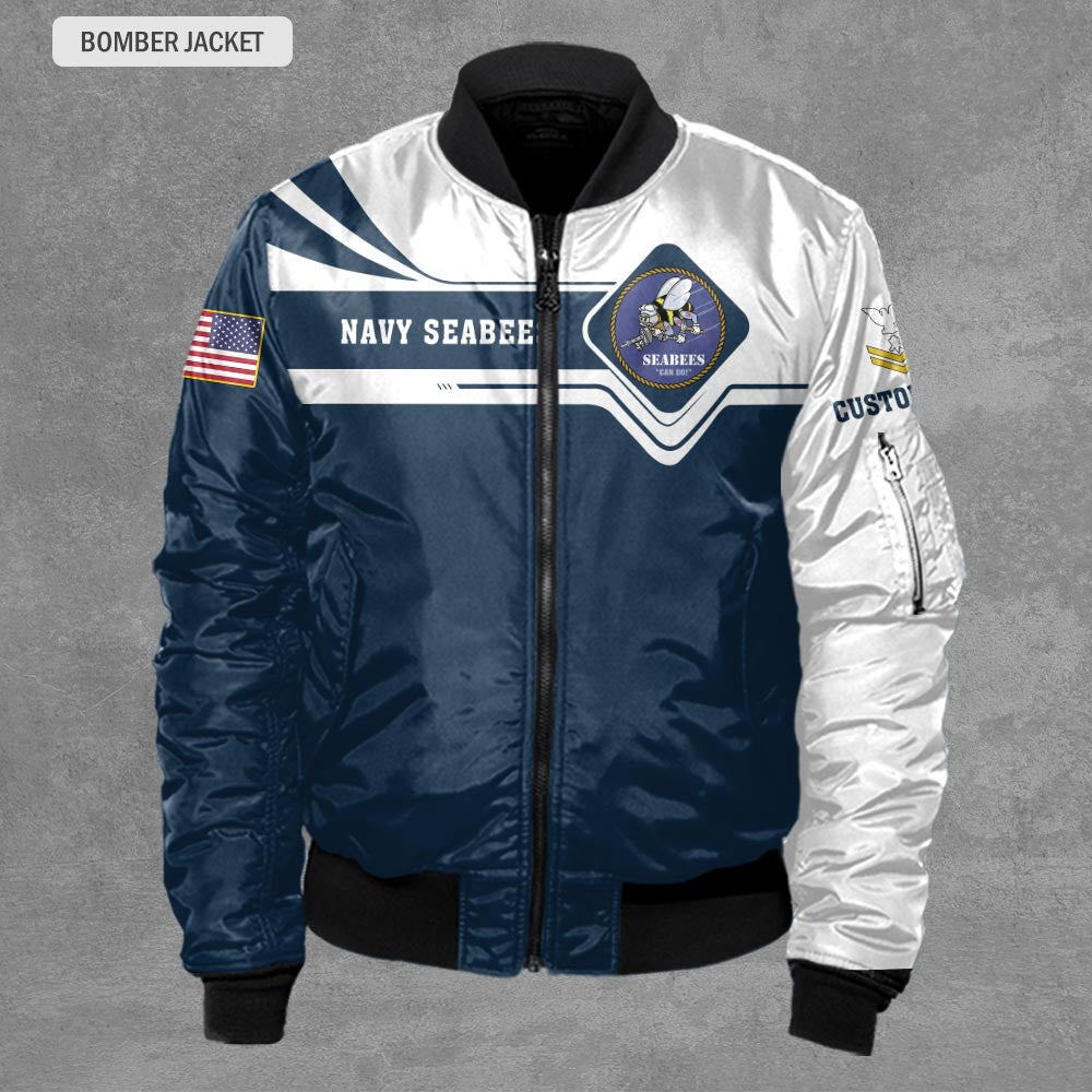 Customized Navy Seabees Veteran Shirts Bomber Jacket