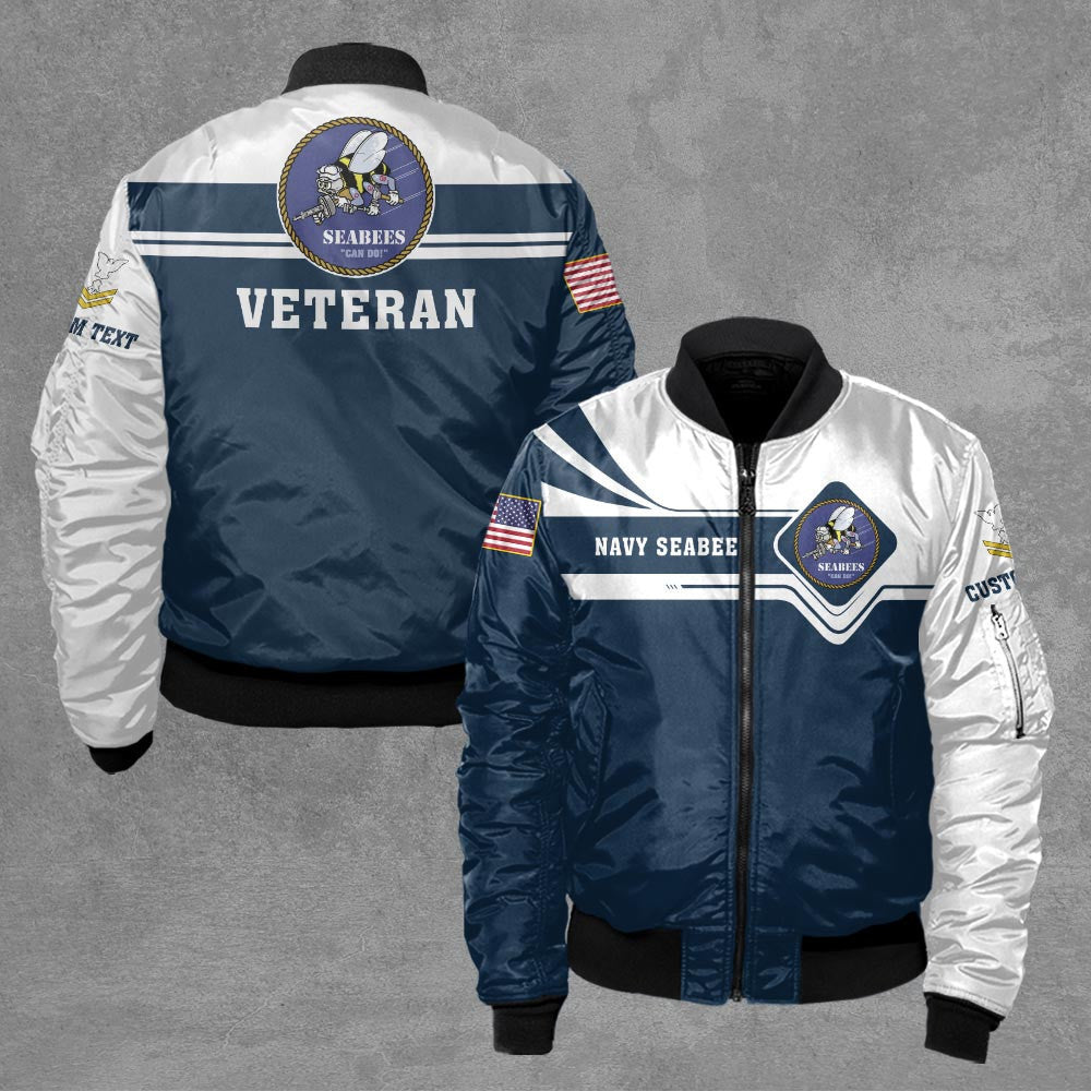 Customized Navy Seabees Veteran Shirts Bomber Jacket