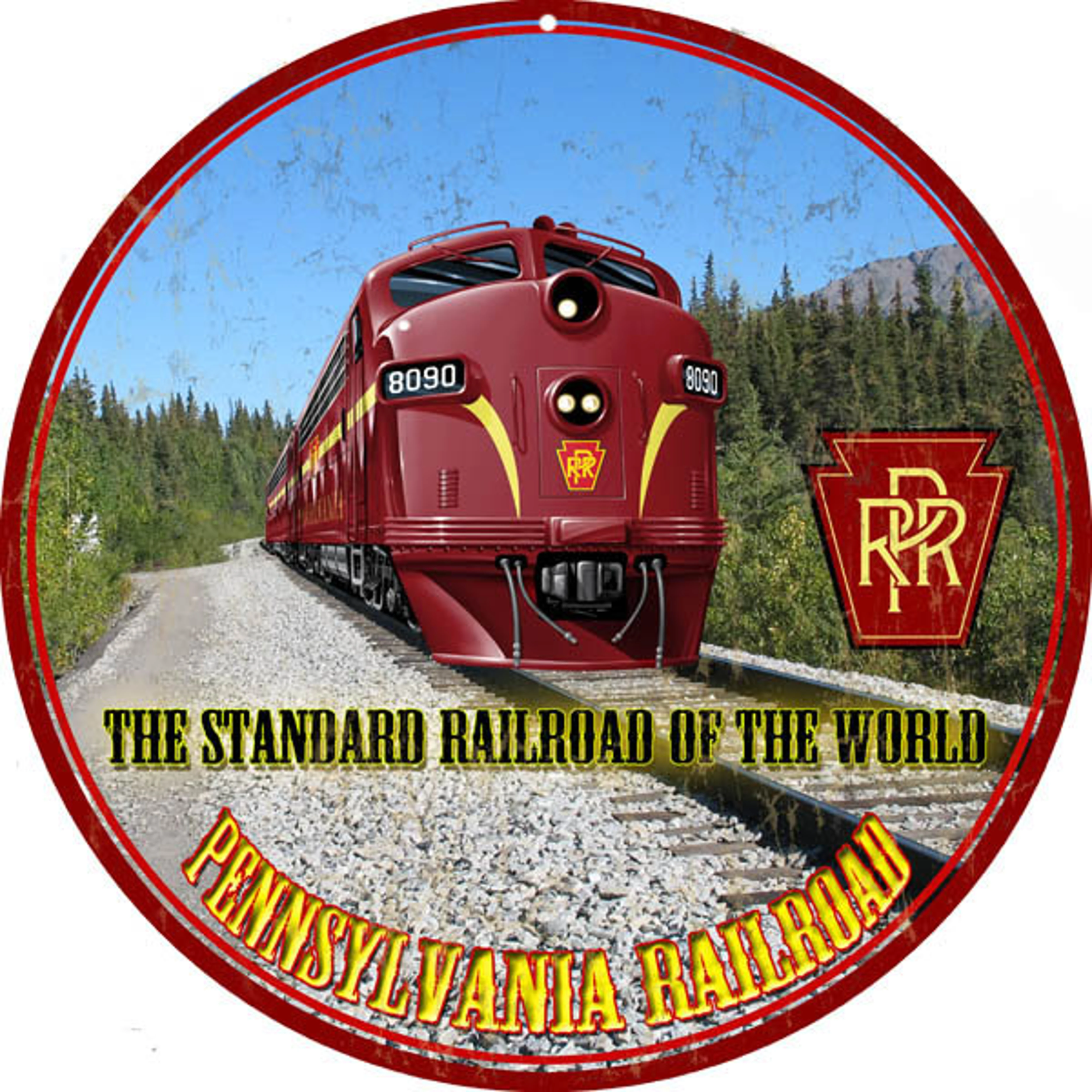 Railspirit Pennsylvania Railroad Standard Metal Sign Vintage Style Retro Garage Art
