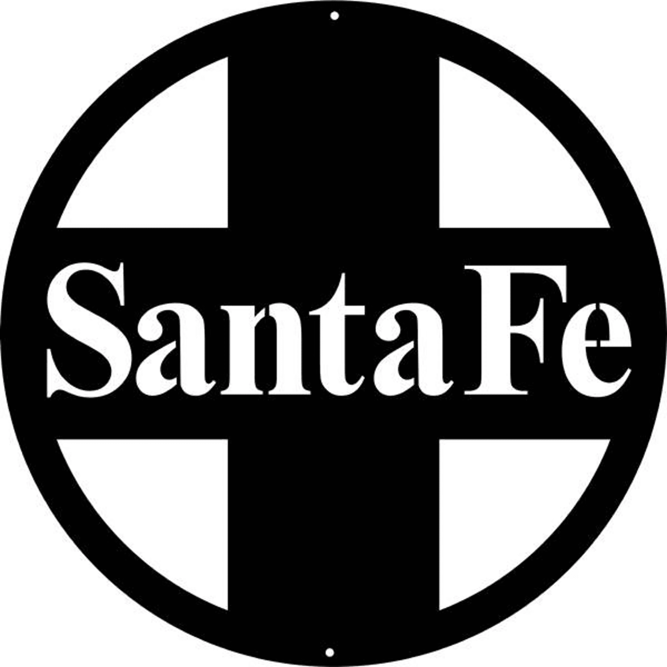 Railspirit Santa Fe Railroad Laser Cut Silhouette Metal Script Art Sign Train Wall Decor Art