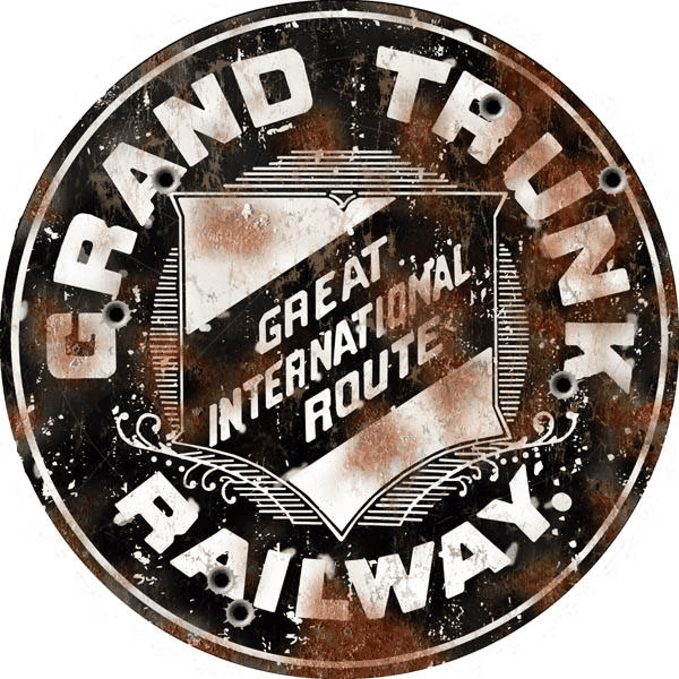 Railspirit Grand Trunk Michigan Railroad Sign Aged Metal Sign Vintage Style Retro Garage Art