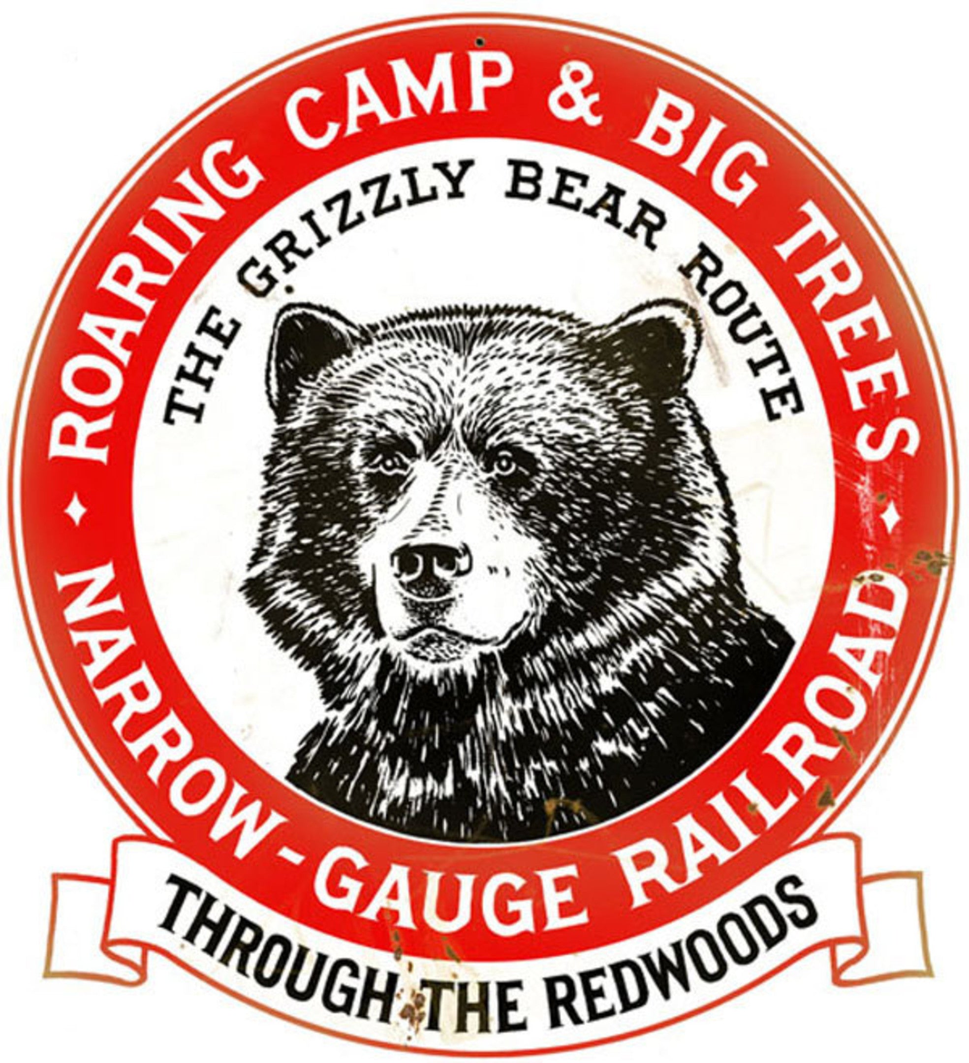 Railspirit Roaring Camp Grizzly Route Narrow Gauge Railroad Metal Sign - Vintage Style Advertising Home Decor Wall Art