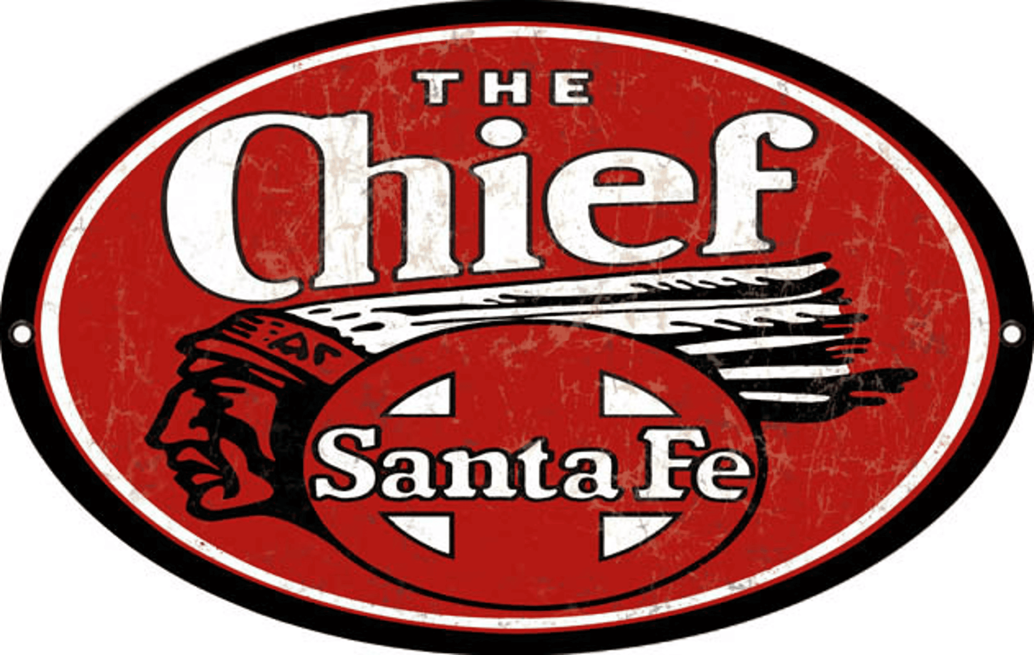 Railspirit The Chief Santa Fe Railroad Sign Aged Style Metal Sign Vintage Style Retro Garage Art