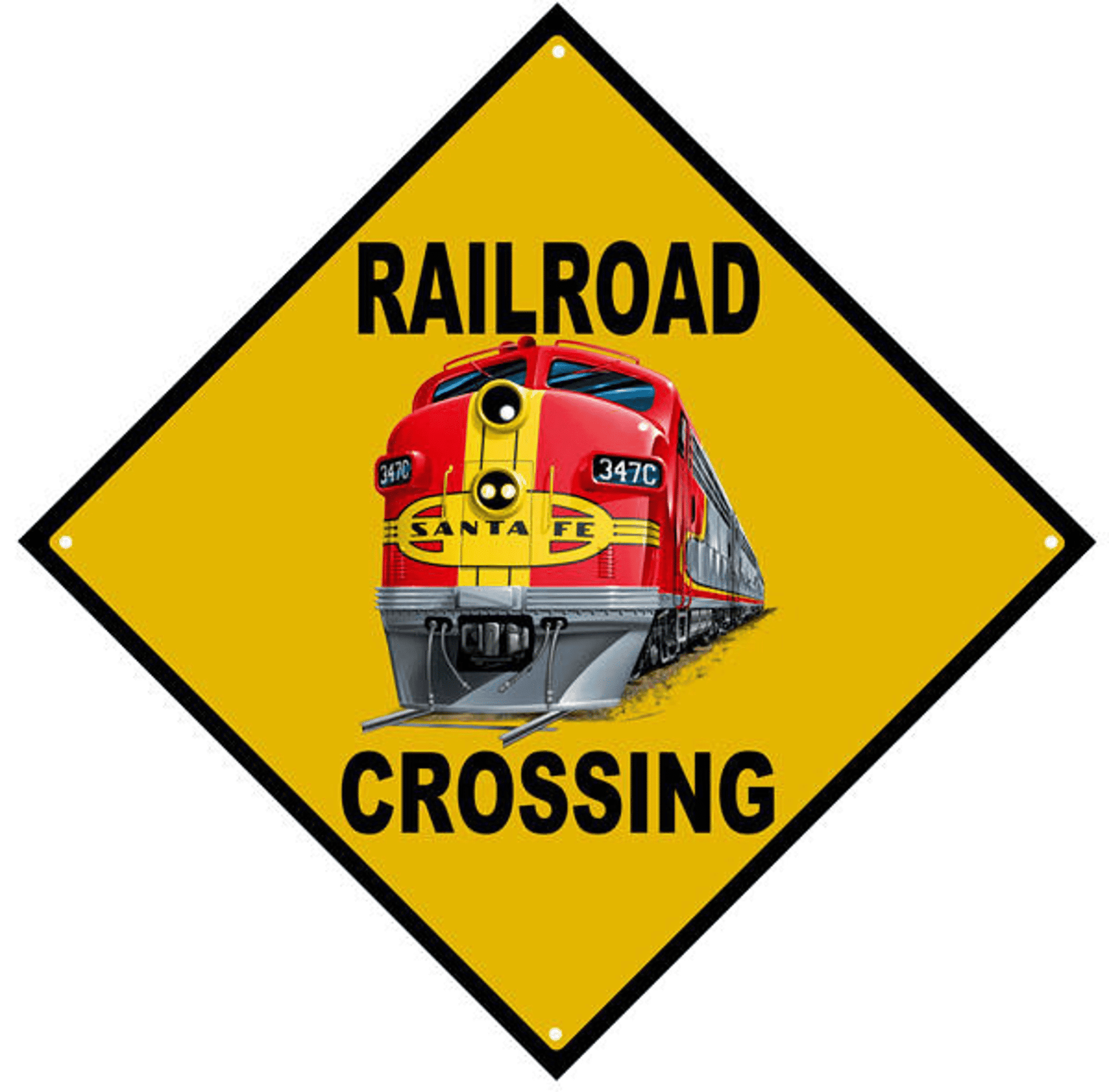 Railspirit Santa Fe Railroad Crossing Sign Metal Sign Vintage Style Retro Garage Art