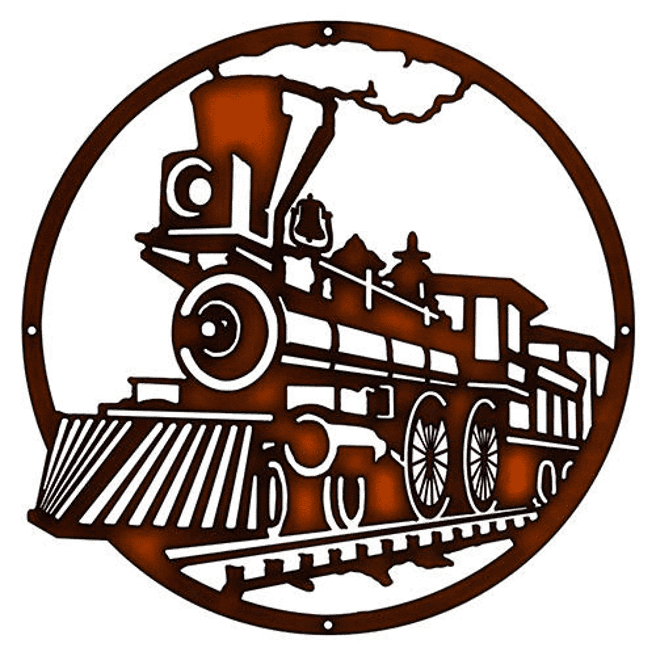 Railspirit 440 Train Engine Railroad Laser Cut Faux Copper Or Black Silhouette Metal Script Art Sign Train Wall Decor Art