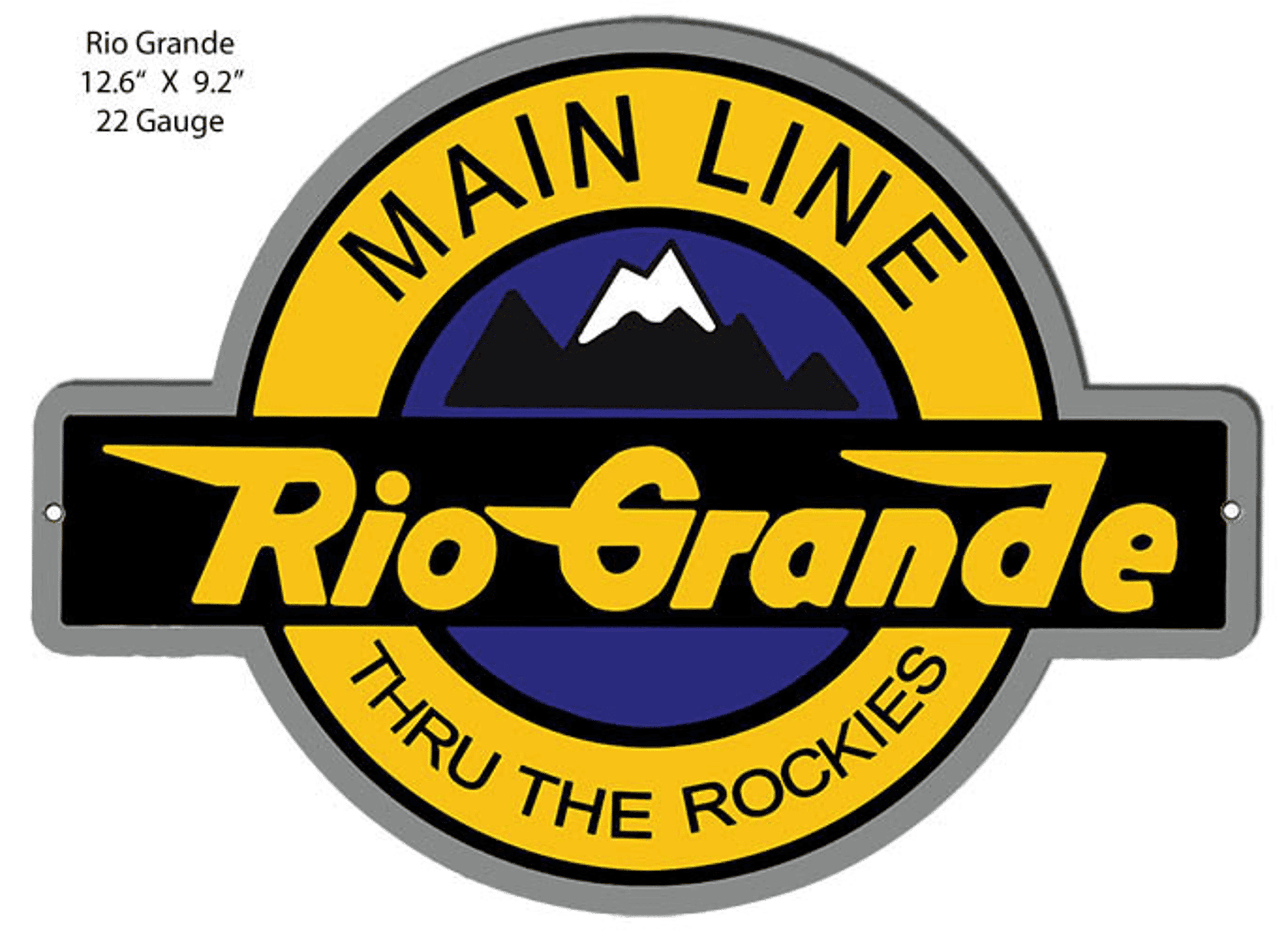 Railspirit Rio Grande Train Laser Cut Out Reproduction Railroad Metal Sign - Vintage Style Advertising Home Decor Wall Art