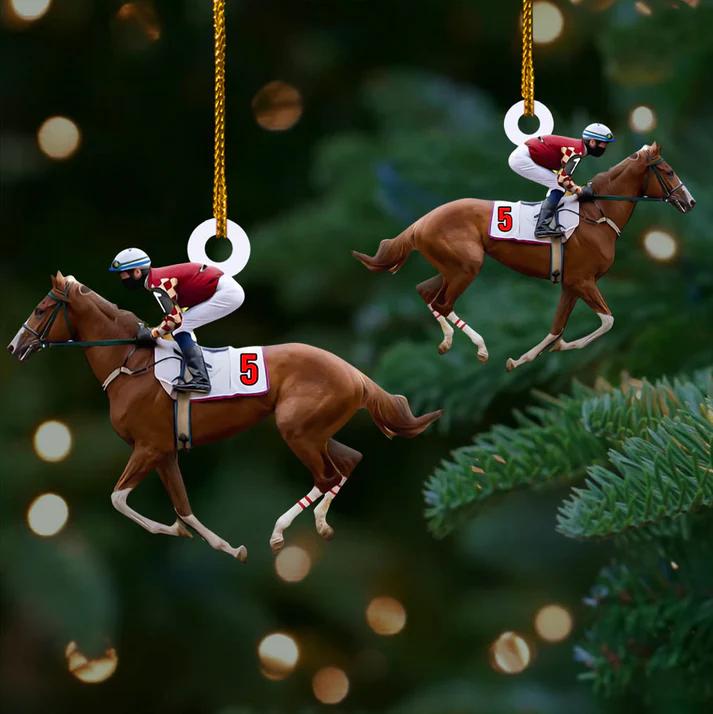 Personalized Horse Racing Acrylic Ornament for Horse Racing Lovers, Horse Racing, Christmas Ornament, Horse Gift, Christmas Gift, Race Track