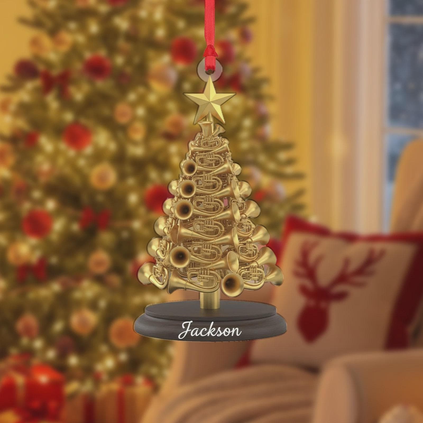 Personalized French Horn Christmas Tree Ornament Musician Gift, French Horn Instrument Ornament,Musical Instrument,Xmas Gift for Music Lover