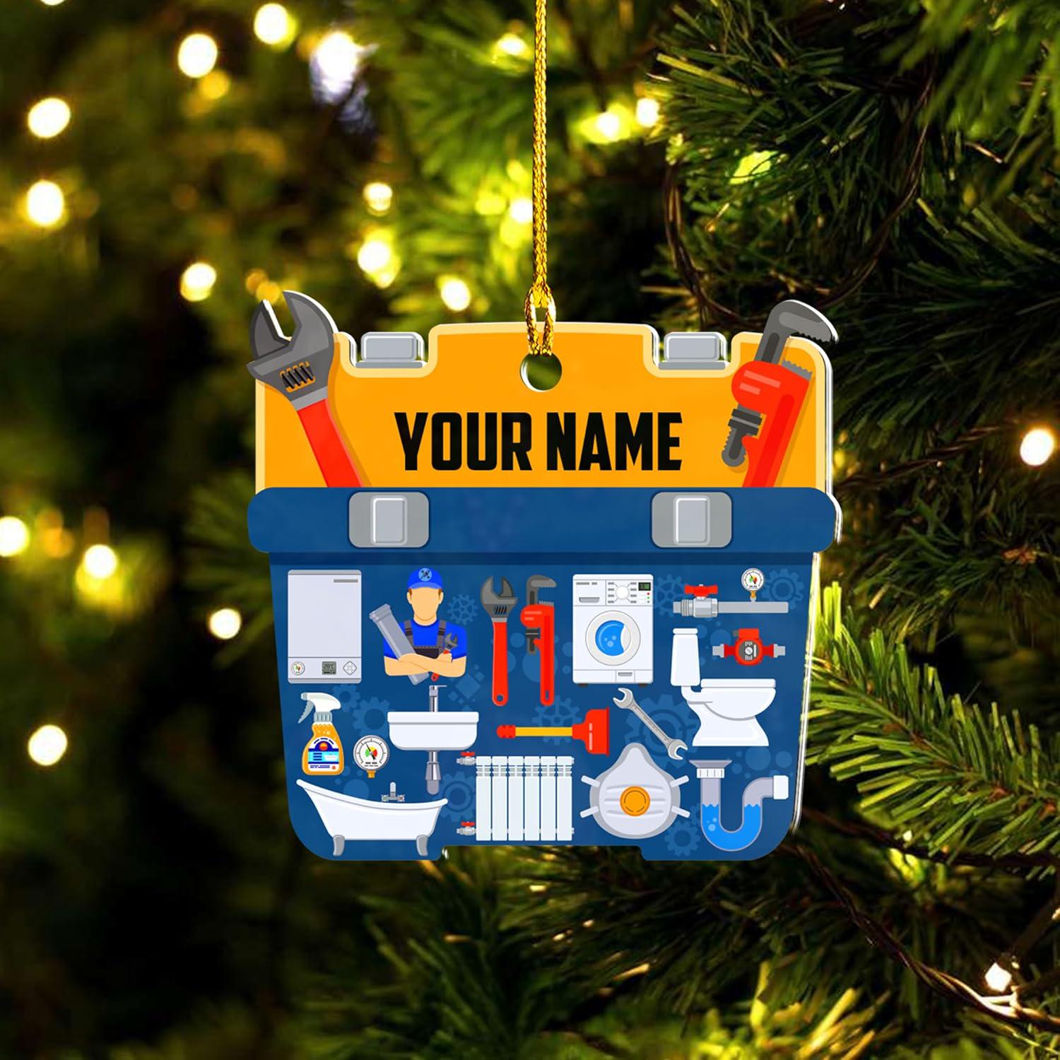 Plumber Ornament 2025, Christmas Ornaments, Handyman Ornament, Toolbox Christmas Ornament, Tool Ornaments for Plumbers 2025 Handyman Gifts