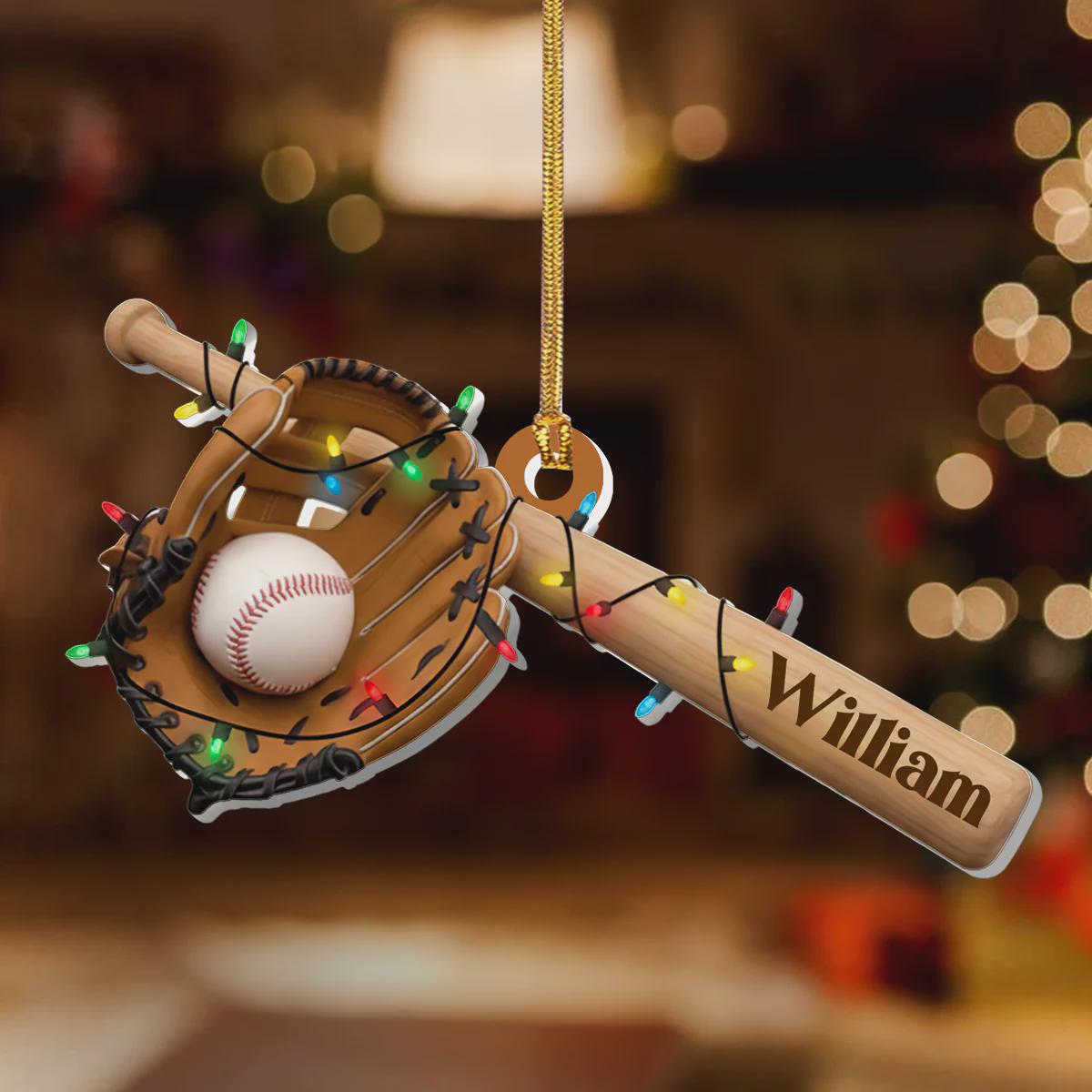 Light Up Baseball Christmas Personalized Acrylic Ornament, Baseball Ornament,Baseball Player,Baseball Keepsake,Baseball Team,Baseball Lovers