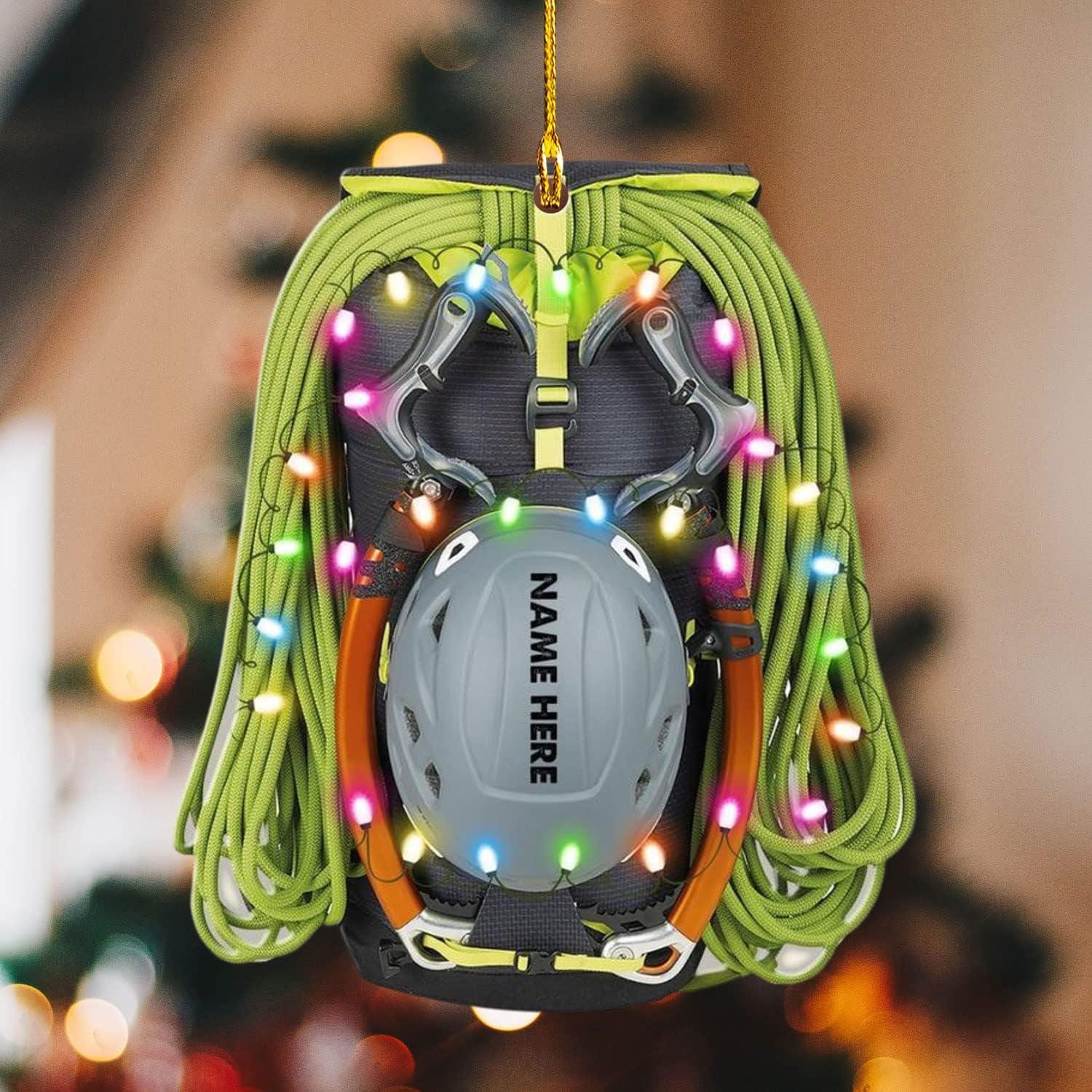 Personalized Rock Climbing Ornaments, Climbing Ornament Rock Climber Ornament, Mountain Climbing Bag, Climber Gift Bouldering Gifts Workout