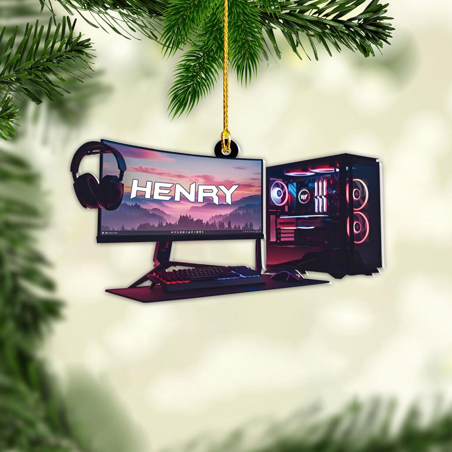 Personalized Computer Ornament, Computer Ornaments For Pc Game Player, Computer Christmas Ornament, Computer Gamer, Gifts For Pc Decor