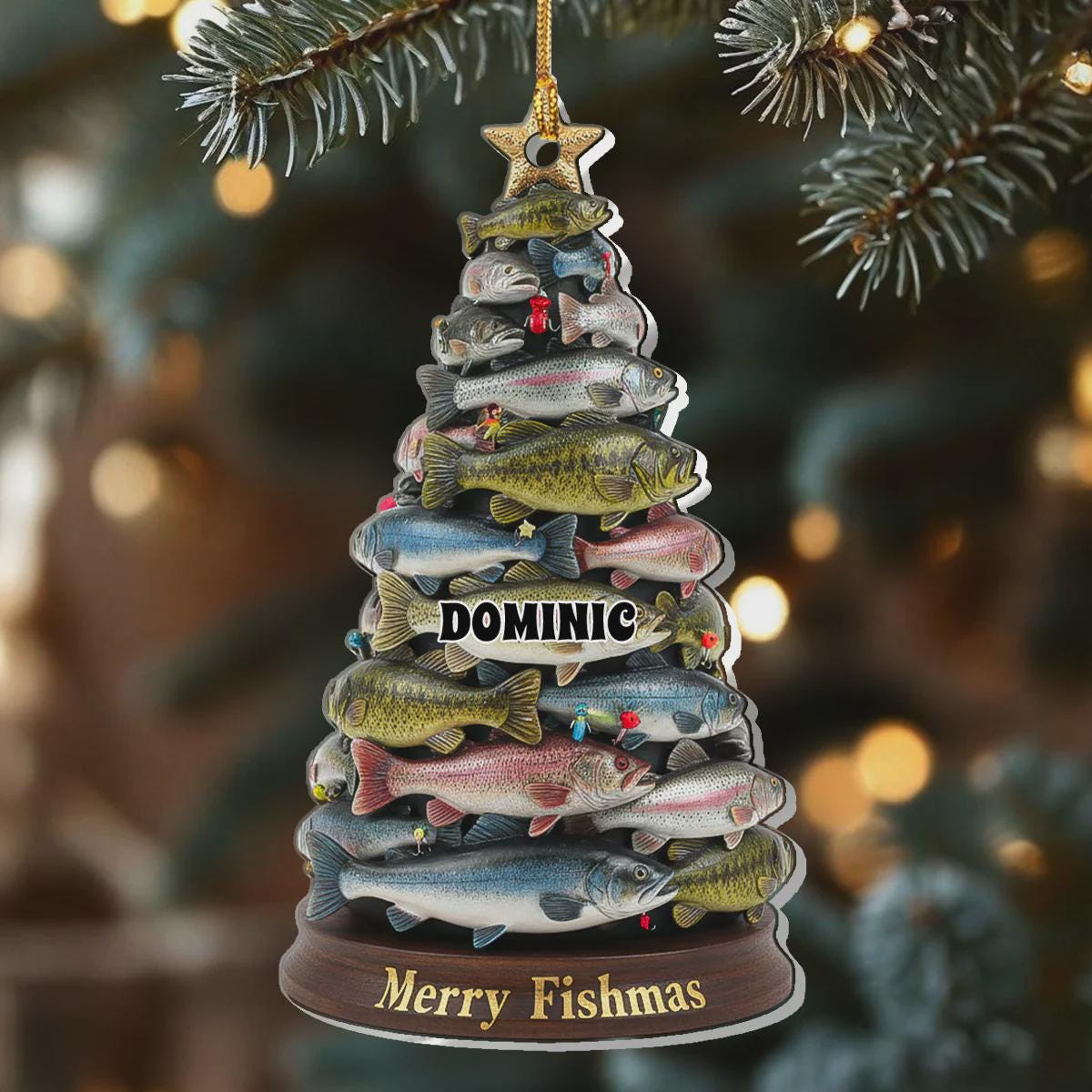 Personalized Merry Fishmas Acrylic Ornament, Fishing Ornament, Fishing Christmas Ornament, Gift For Fishing Lover, Fishing Life Xmas Decor